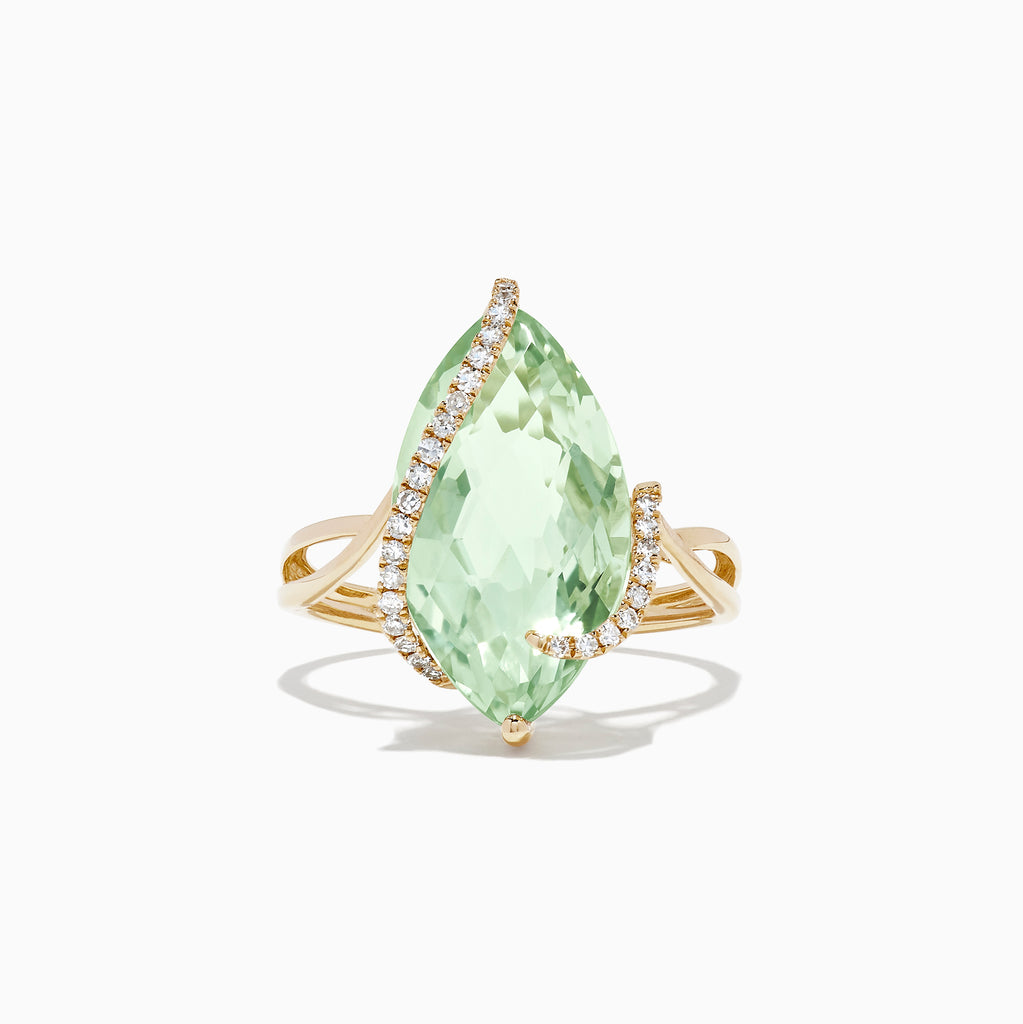 Effy 14K Yellow Gold Green Amethyst and Diamond Ring, 6.74 TCW