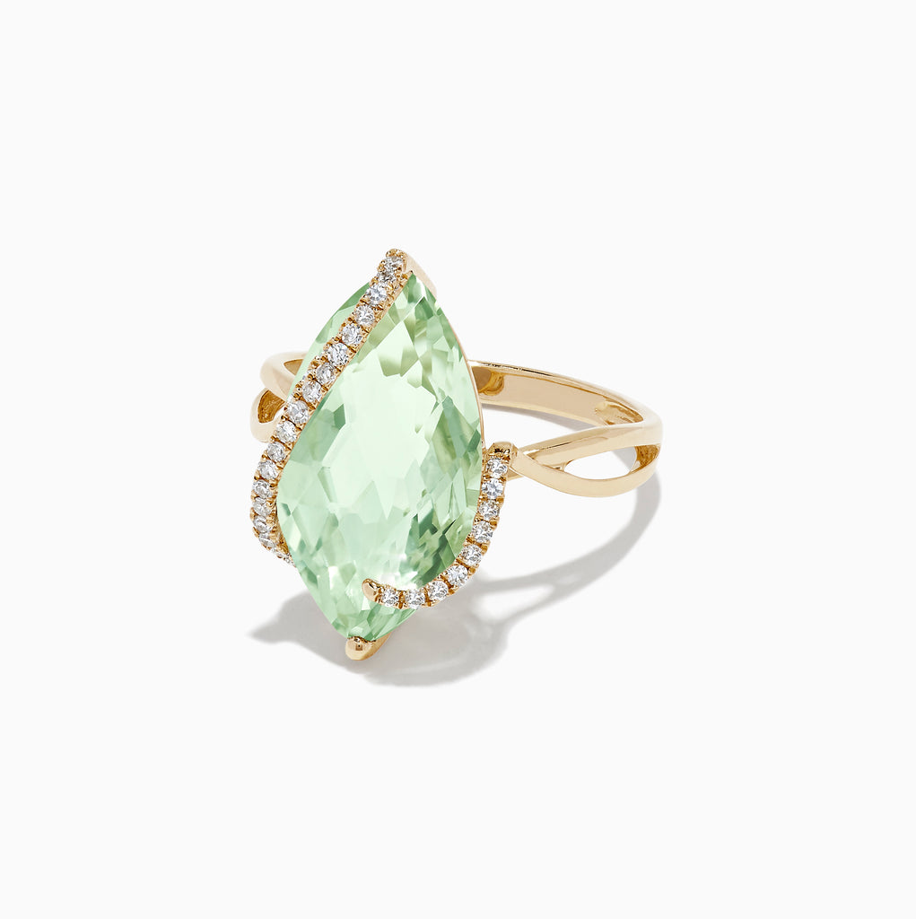 Effy 14K Yellow Gold Green Amethyst and Diamond Ring, 6.74 TCW