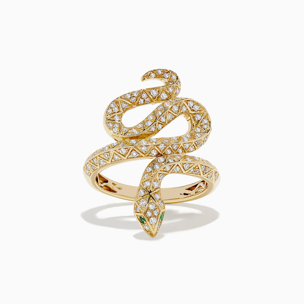 Effy Safari 14K Rose Gold Pink Sapphire and Diamond Snake Ring