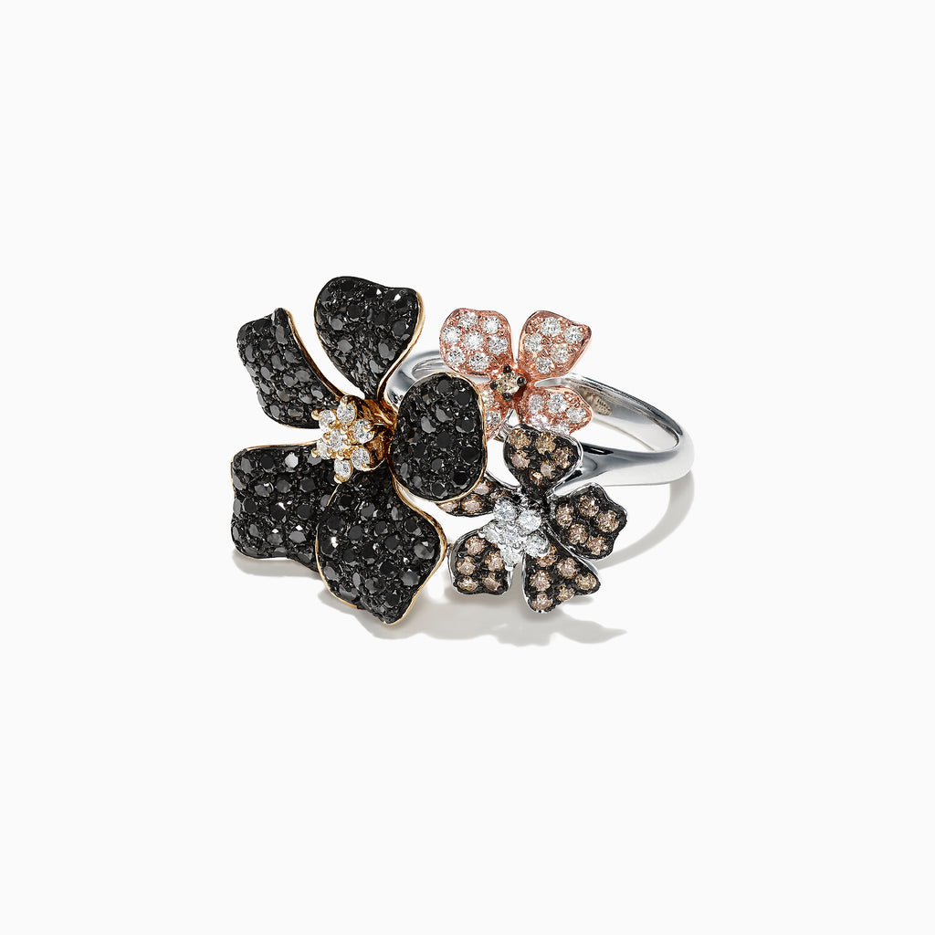 Effy Nature 14K Yellow Gold Diamond Flower Ring