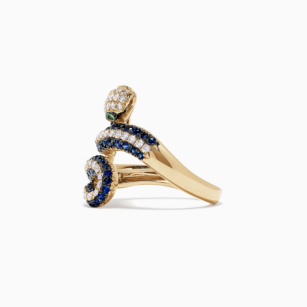 Effy Safari 14K Rose Gold Pink Sapphire and Diamond Snake Ring