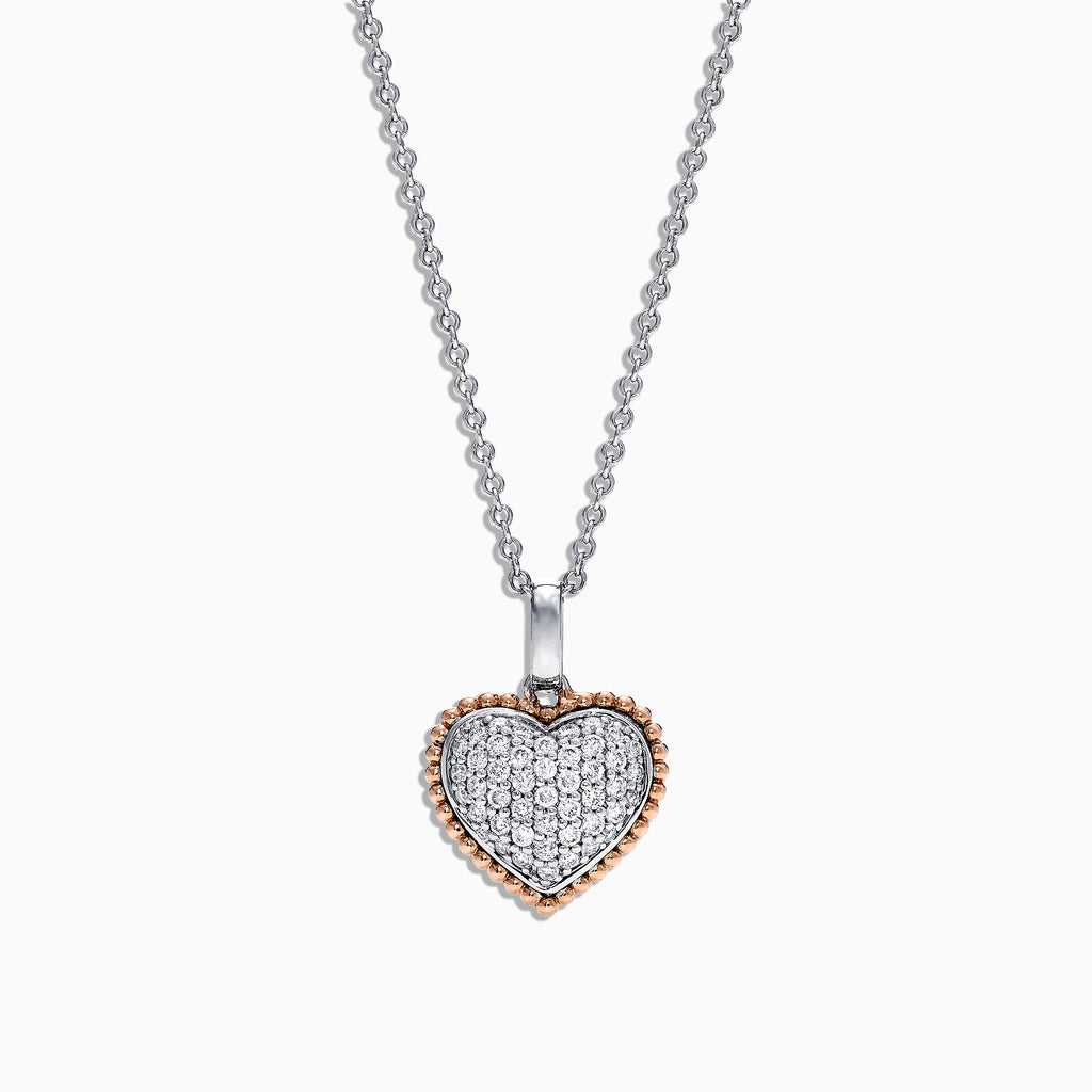 EFFY Collection EFFY® Pink Opal (10-9/10 ct. t.w.) & Diamond (1/5 ct. t.w.)  Heart 18 Pendant Necklace in 14k Rose Gold - Macy's