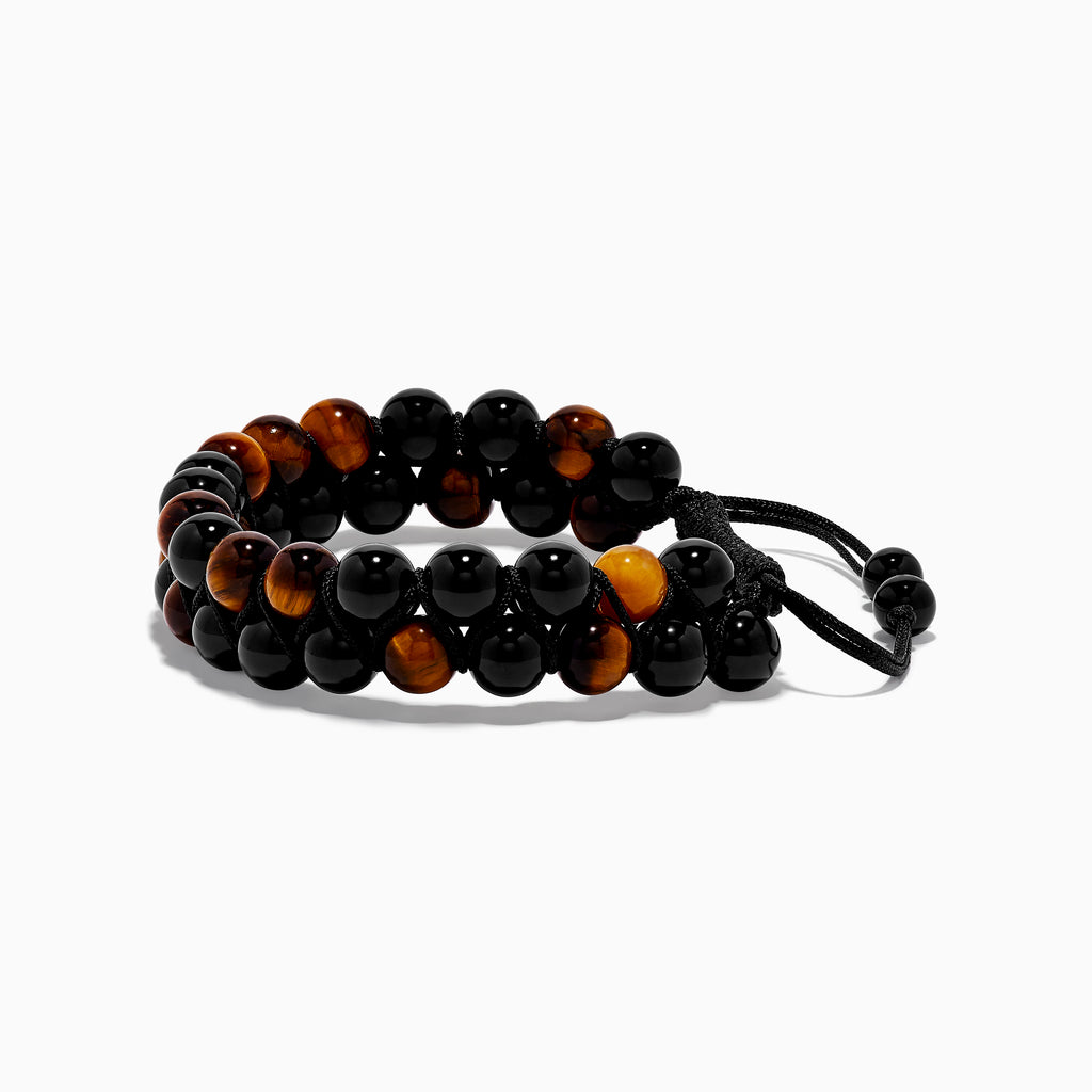 EFFY® Men's Tiger's Eye Brown Leather Bracelet in Sterling Silver