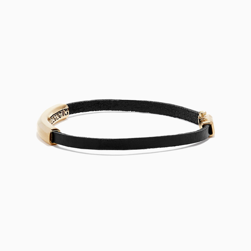 14Kt Yellow Gold Leather Bracelet Design by KAJ Fine Jewellery Men