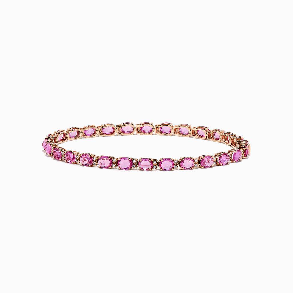 Pink Sapphire Tennis Bracelet 14kYG