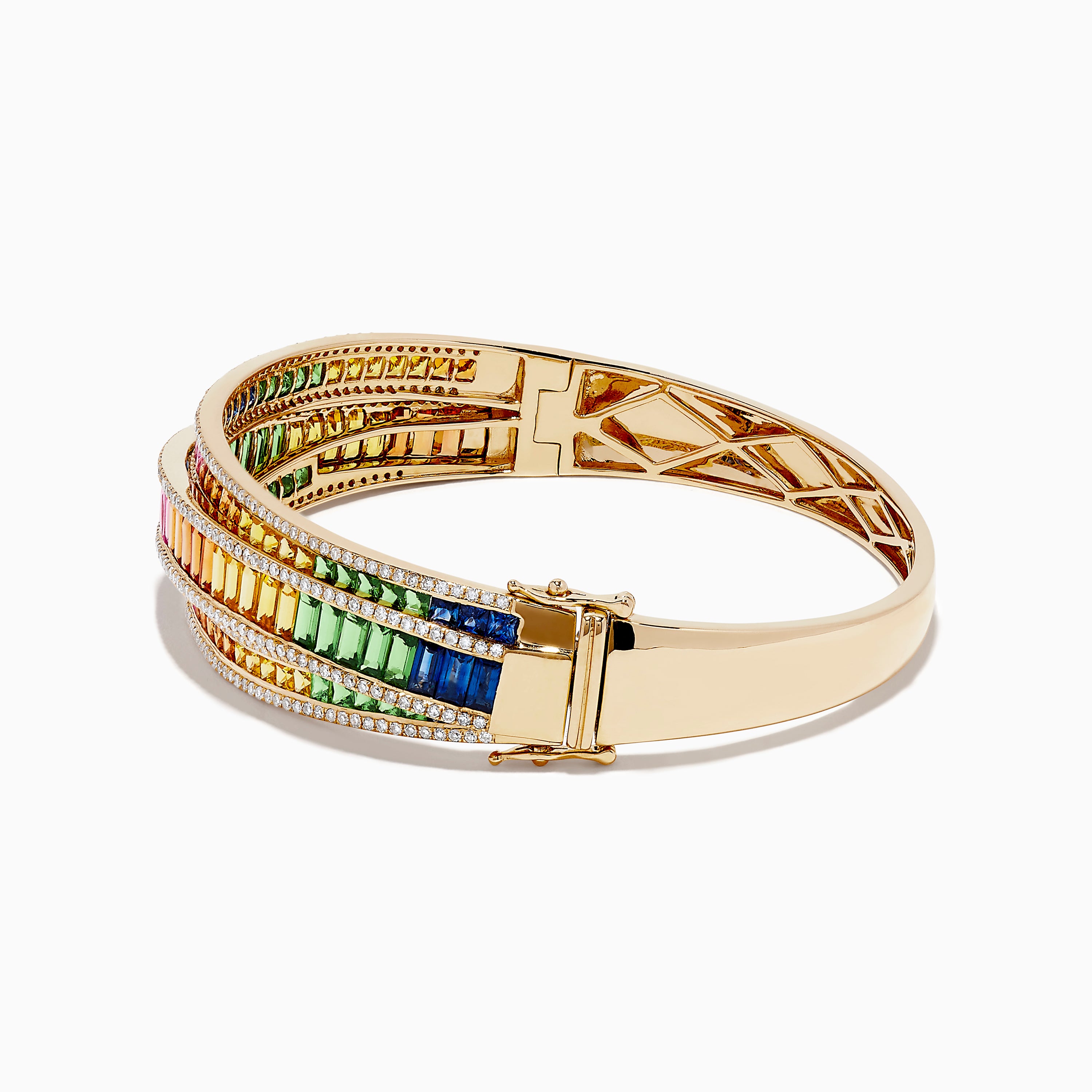 Watercolors 14k Gold Multi Sapphire And Diamond Bangle