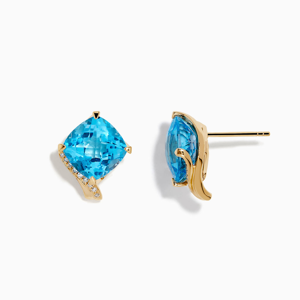 Effy Ocean Bleu 14K White Gold Blue Topaz Stud Earrings, 1.10 TCW