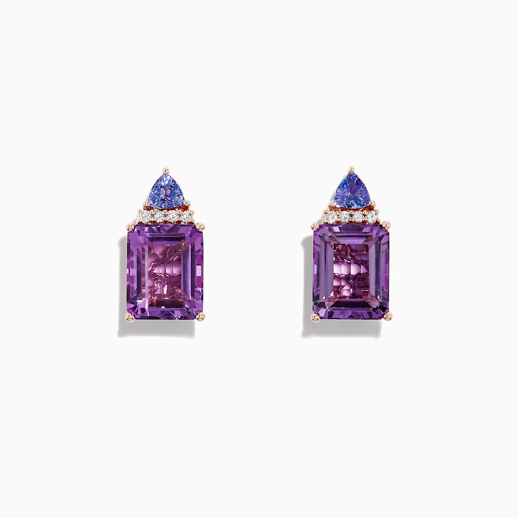 Effy 14K Rose Gold Amethyst and Diamond Earrings, 8.12 TCW