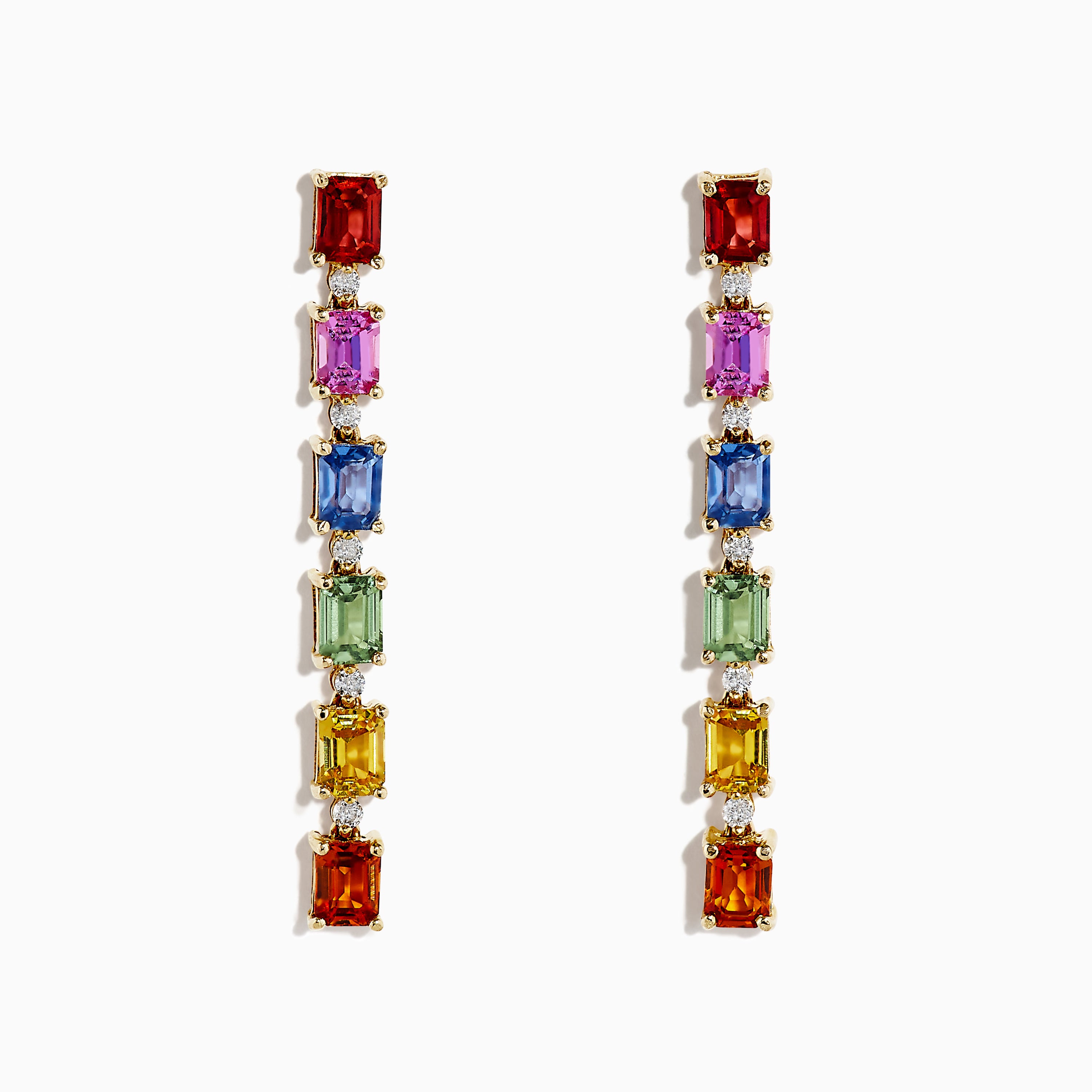 Effy Watercolors 14K Gold Multi Sapphire & Diamond Drop Earrings, 3.12 TCW