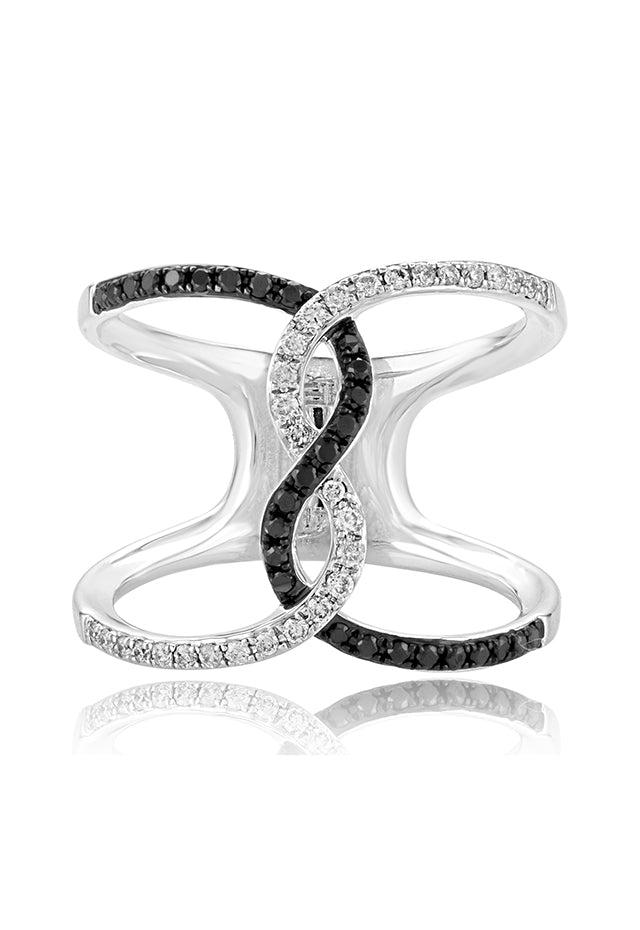 Effy 14K White Gold Black And White Diamond Fashion Ring