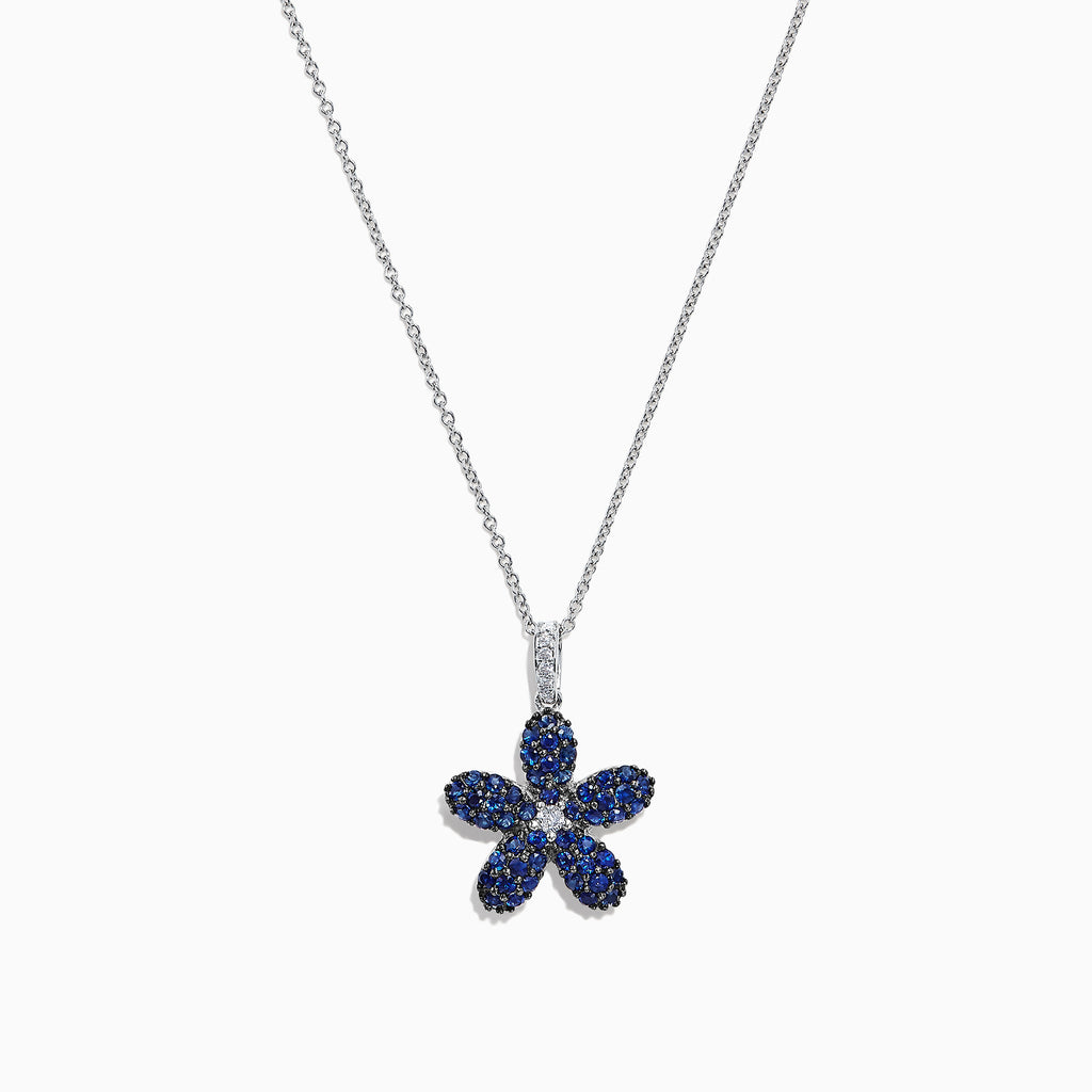 Effy Royalty 14K White Gold Blue Sapphire and Diamond Pendant, 2.29 TCW