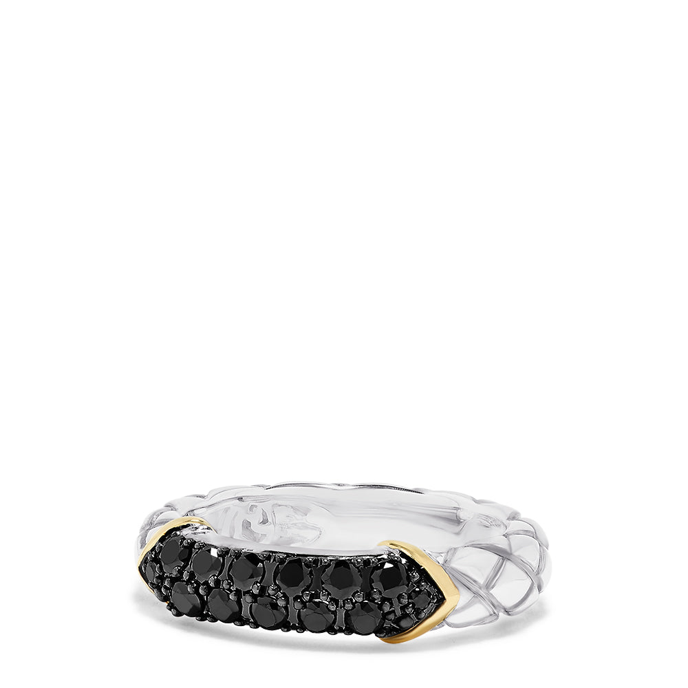 Effy 925 Sterling Silver & 14K Gold Accented Black Diamond Ring, 0.46 TCW