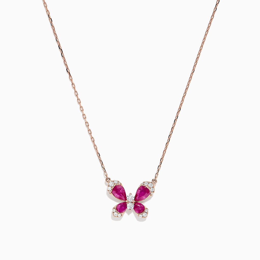 Pristine Butterfly Pendant in 14K Rose Gold with Diamonds • Forever Jewels