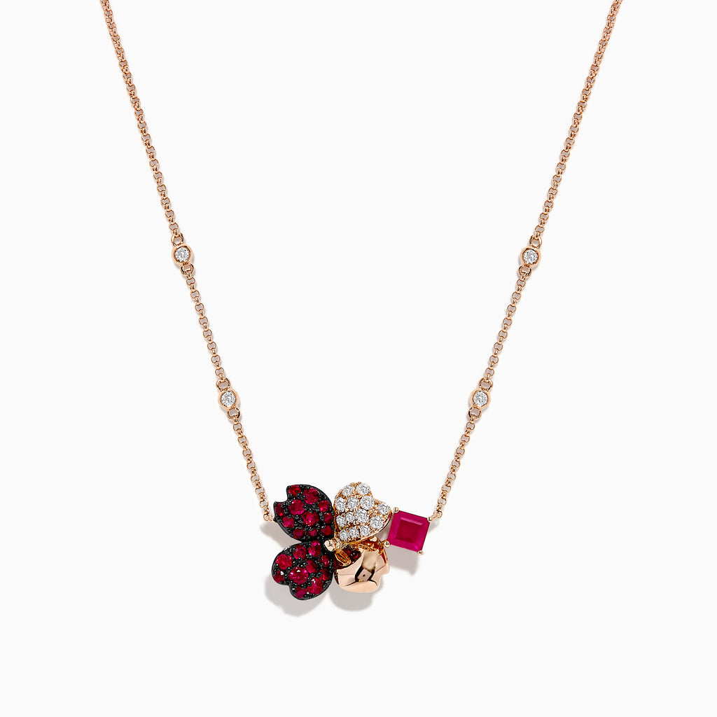 EFFY Collection EFFY® Ruby (9-7/8 ct. t.w.) & Diamond (2-1/3 ct. t.w.)  Fancy 14-1/2 Choker Necklace in 14k Rose Gold - Macy's