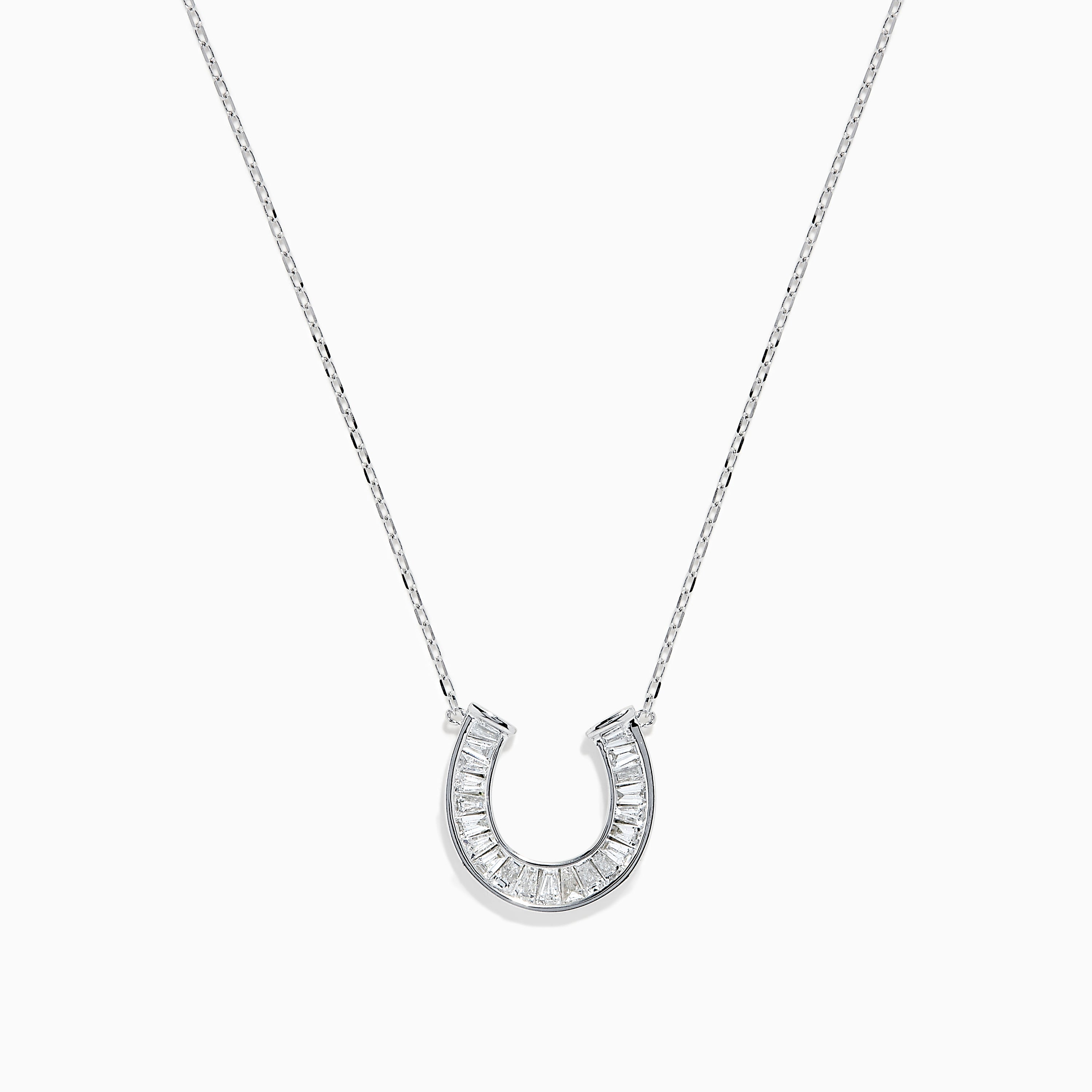 Effy Novelty 14K White Gold Diamond Horseshoe Necklace –