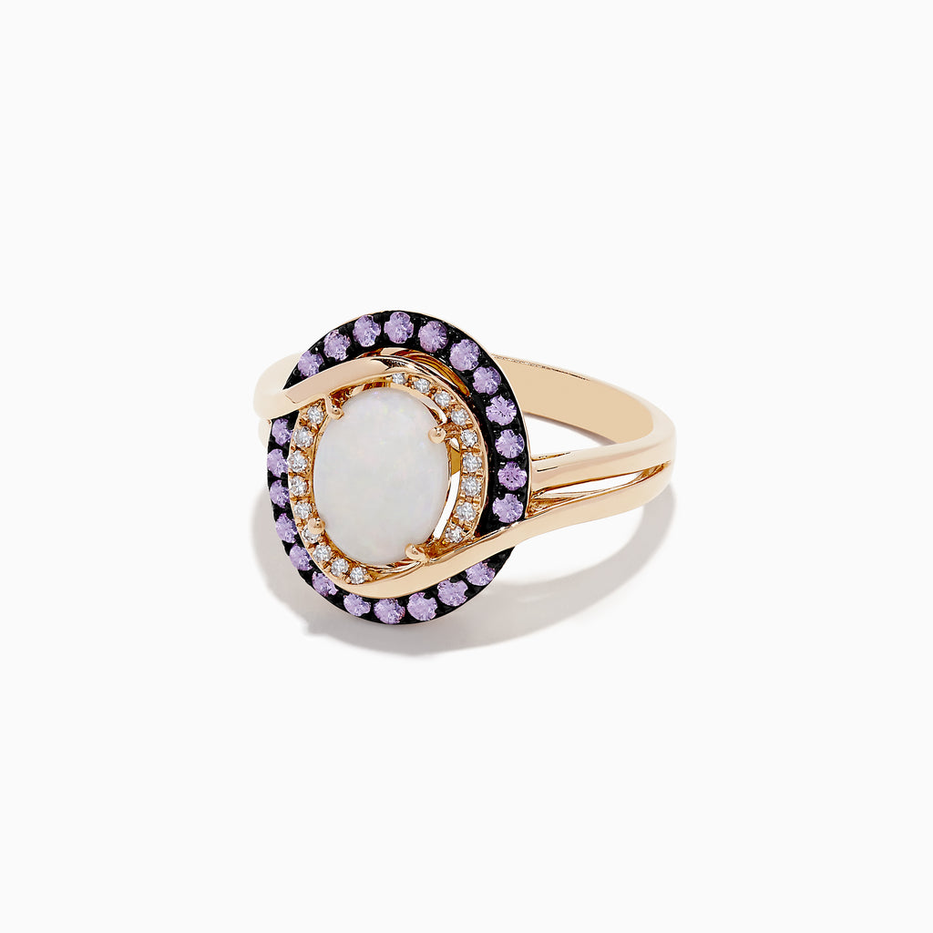 Effy 14K Rose Gold Pink Opal and Diamond Ring