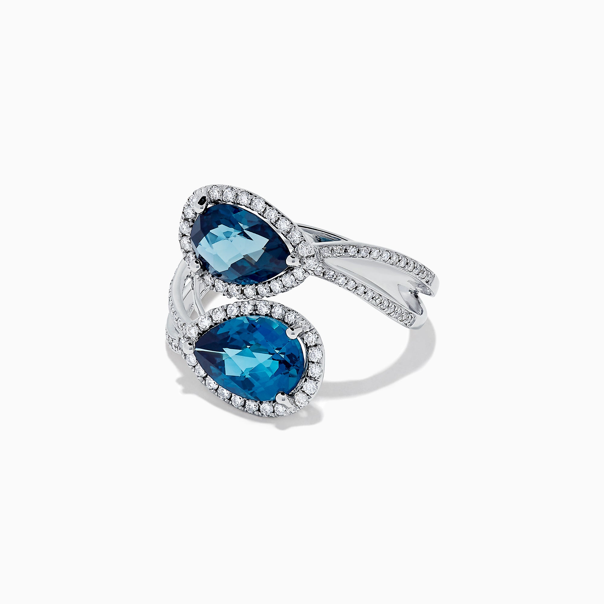 Effy Ocean Bleu 14K White Gold London Blue Topaz and Diamond Ring