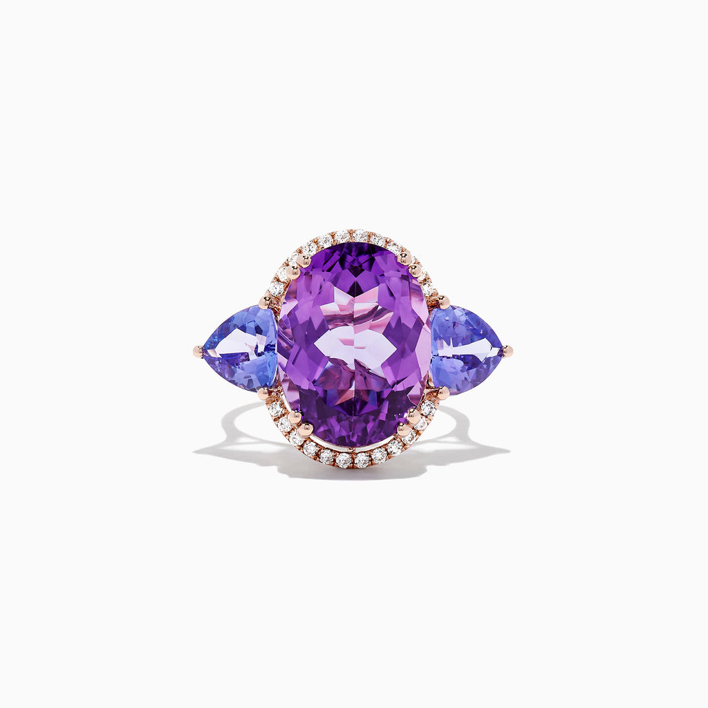 Effy 14K Rose Gold Amethyst, Tanzanite and Diamond Ring, 10.28