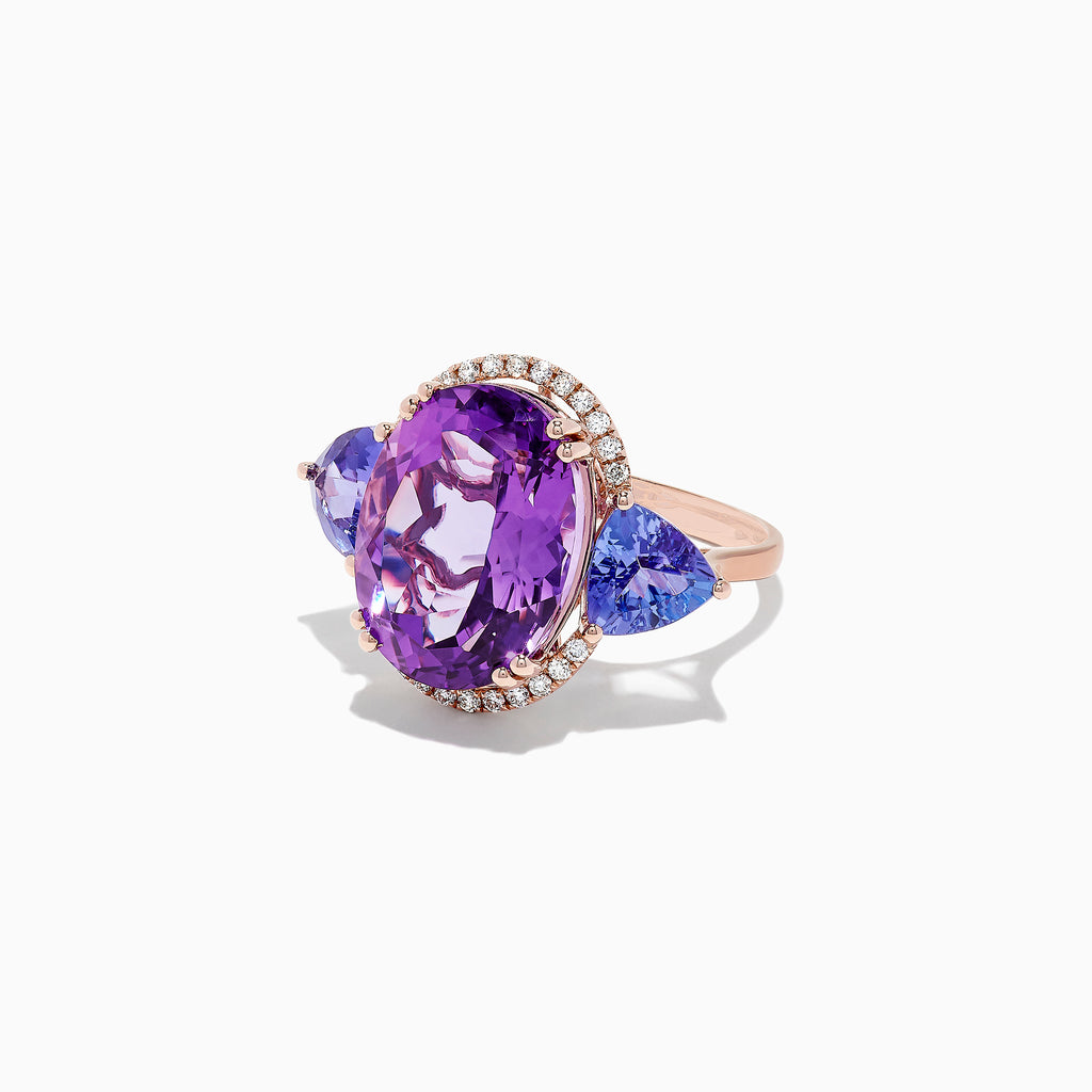 Effy 14K Rose Gold Amethyst, Tanzanite and Diamond Ring, 10.28