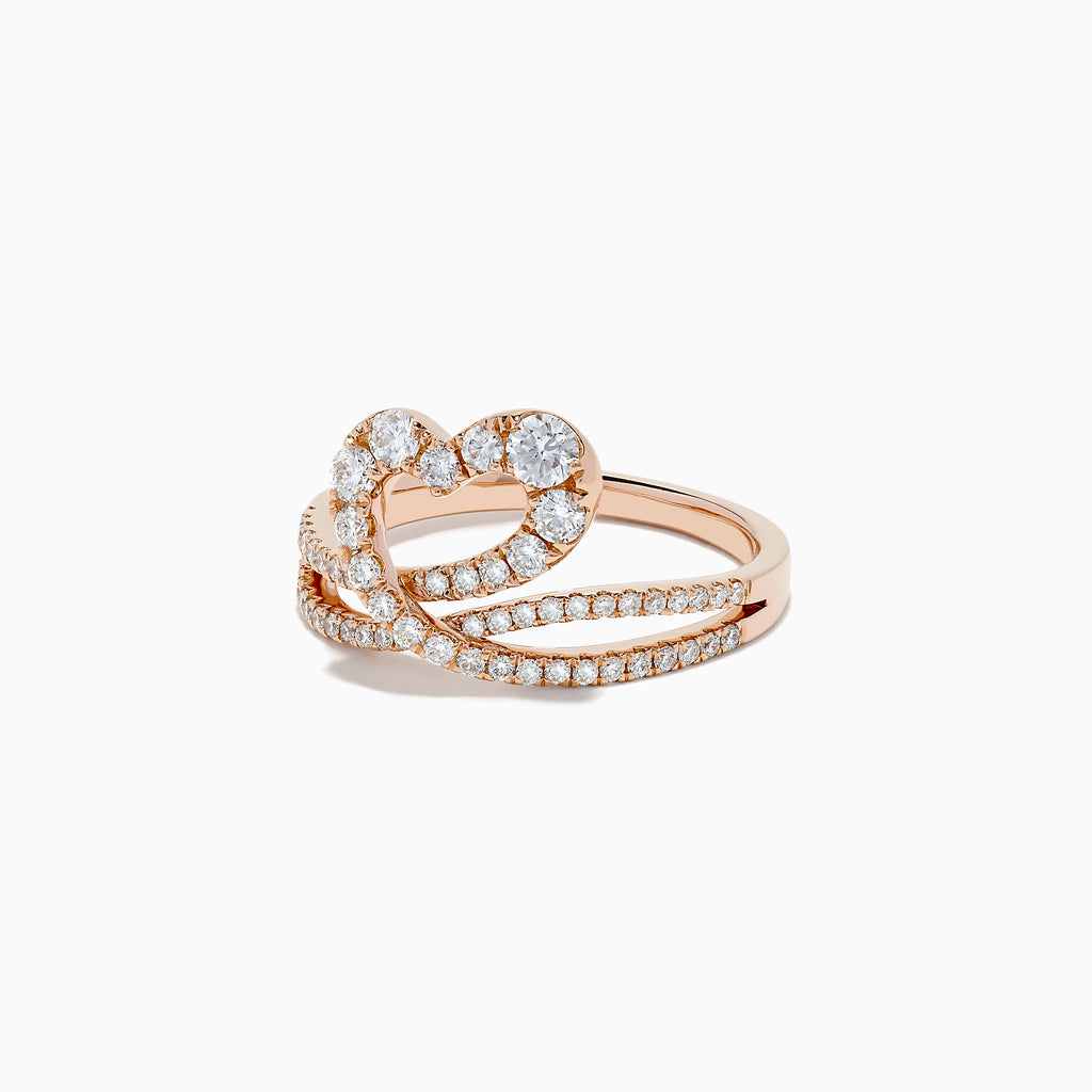 Effy Pave Rose 14K Gold Diamond Heart Ring, 0.66 TCW