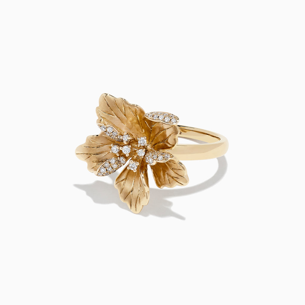 14k Yellow Gold Sapphire and Diamond Flower Ring DEJ-24200