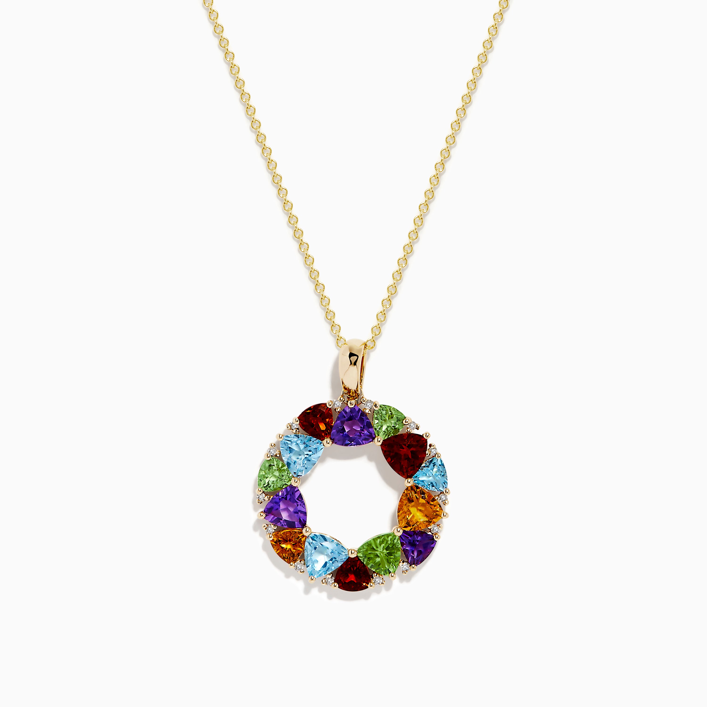 EFFY Collection EFFY® Mosaic Collection Multi-Gemstone Link Collar Necklace  (9 ct. t.w.) in 14k Gold. (Also available in 14k Rose Gold) - Macy's