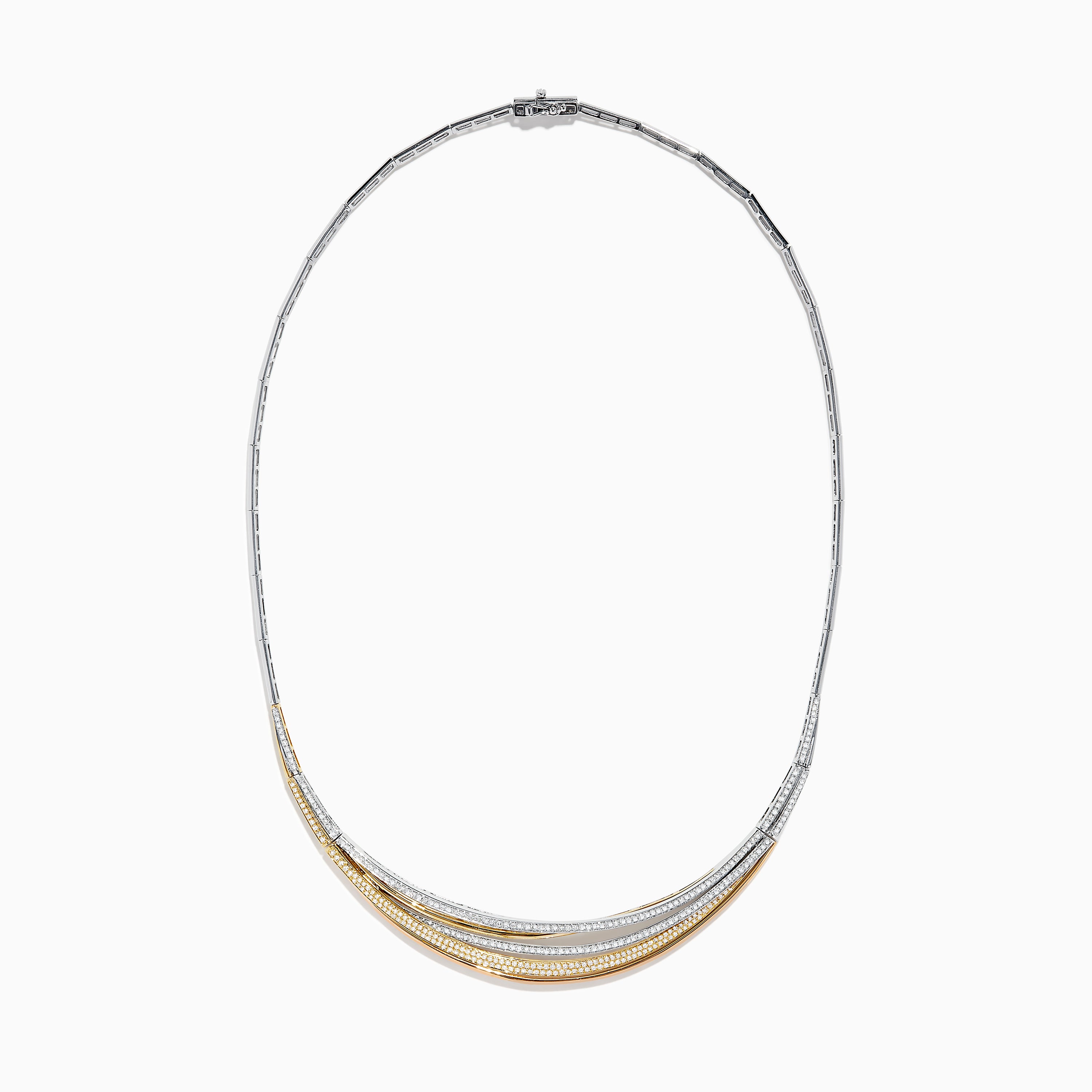 Trio 14K Tri-Color Gold Diamond Collar Necklace, 1.33 TCW