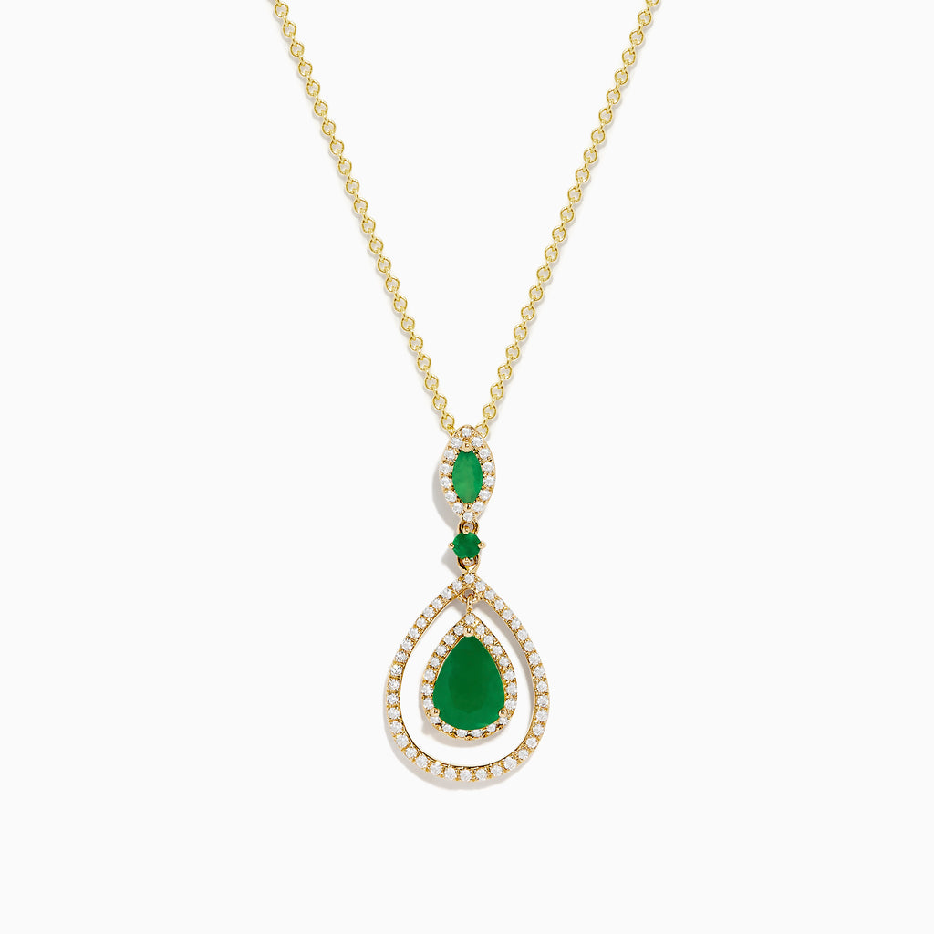 Effy Brasilica 14K Yellow Gold Emerald and Diamond Pendant, 1.43 TCW ...