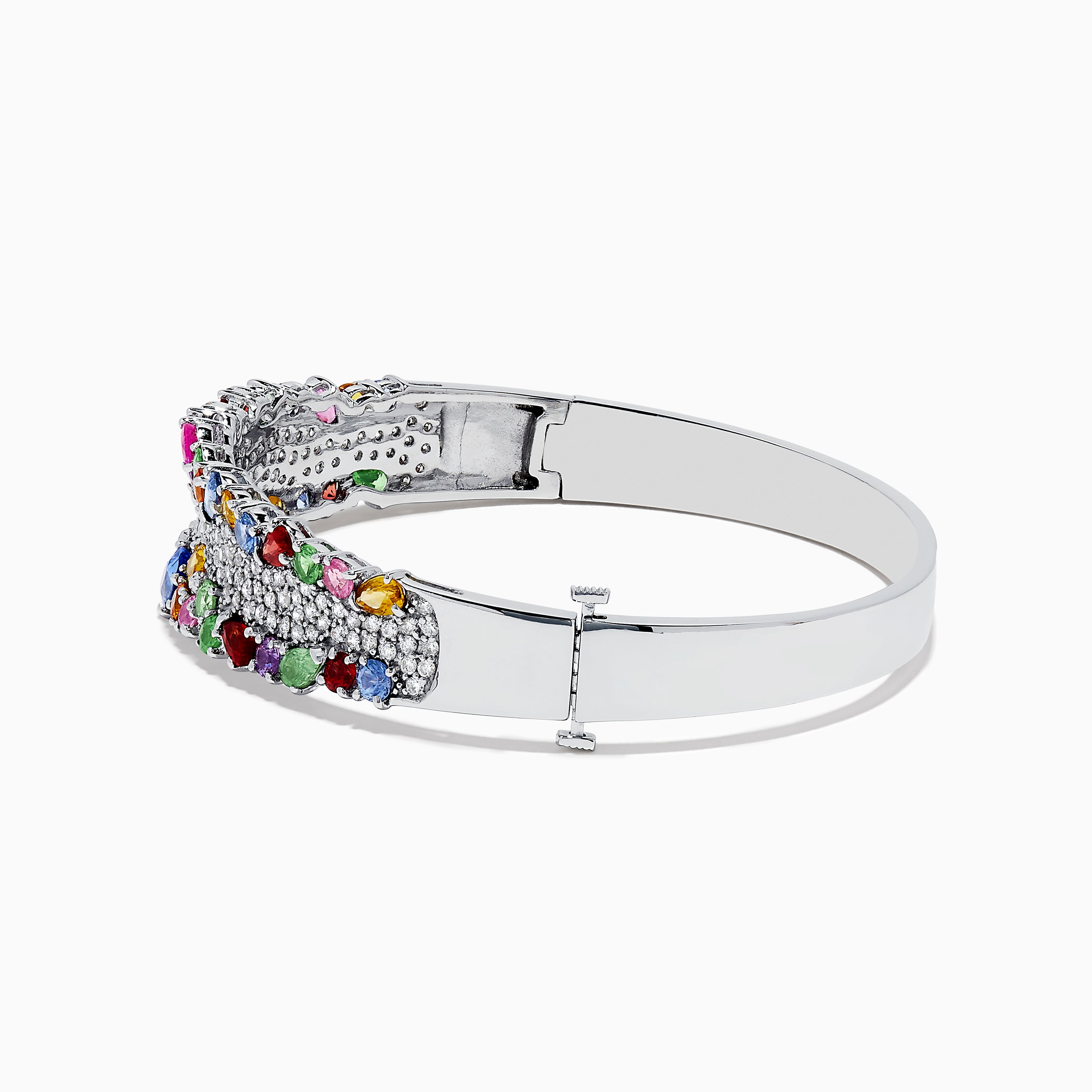 14K White Gold Multi Sapphire and Diamond Bangle – effyjewelry.com