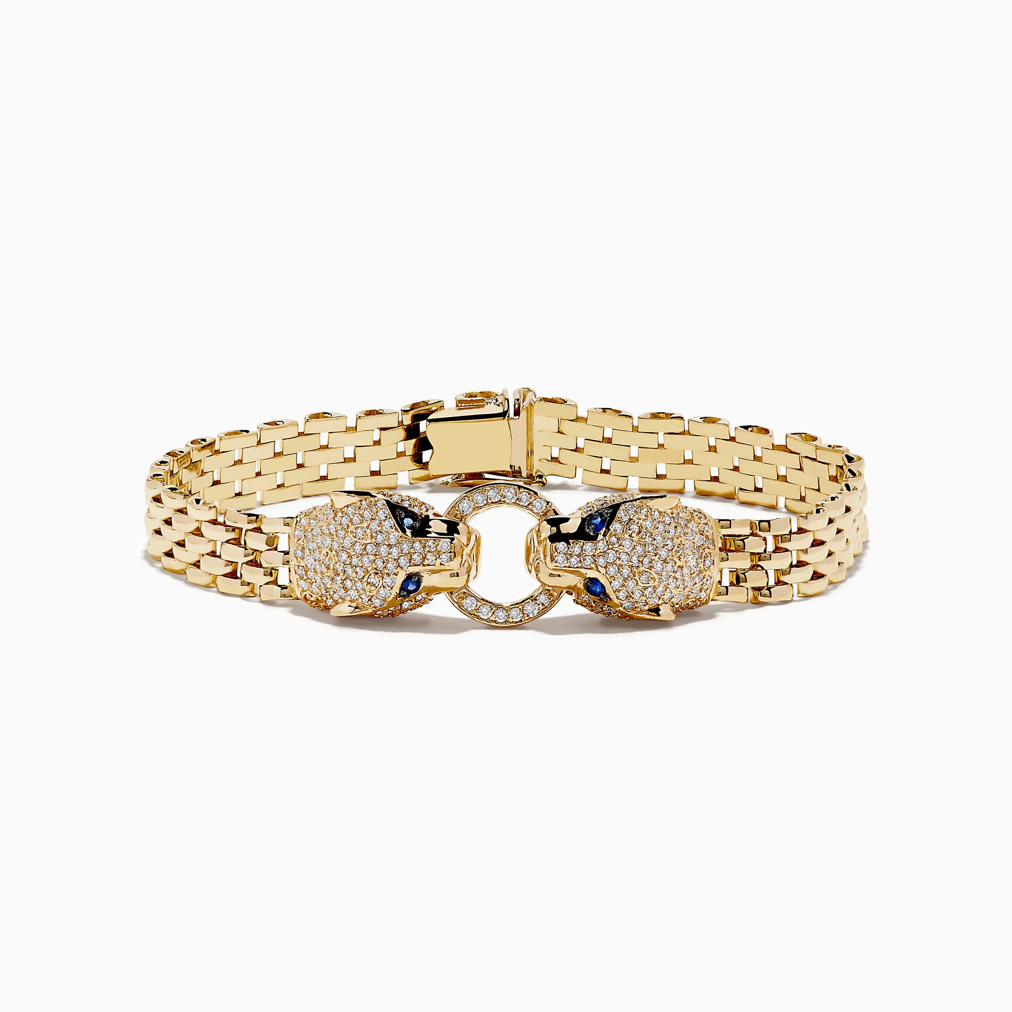 Signature 14K Yellow Gold Sapphire and Diamond Panther Bracelet