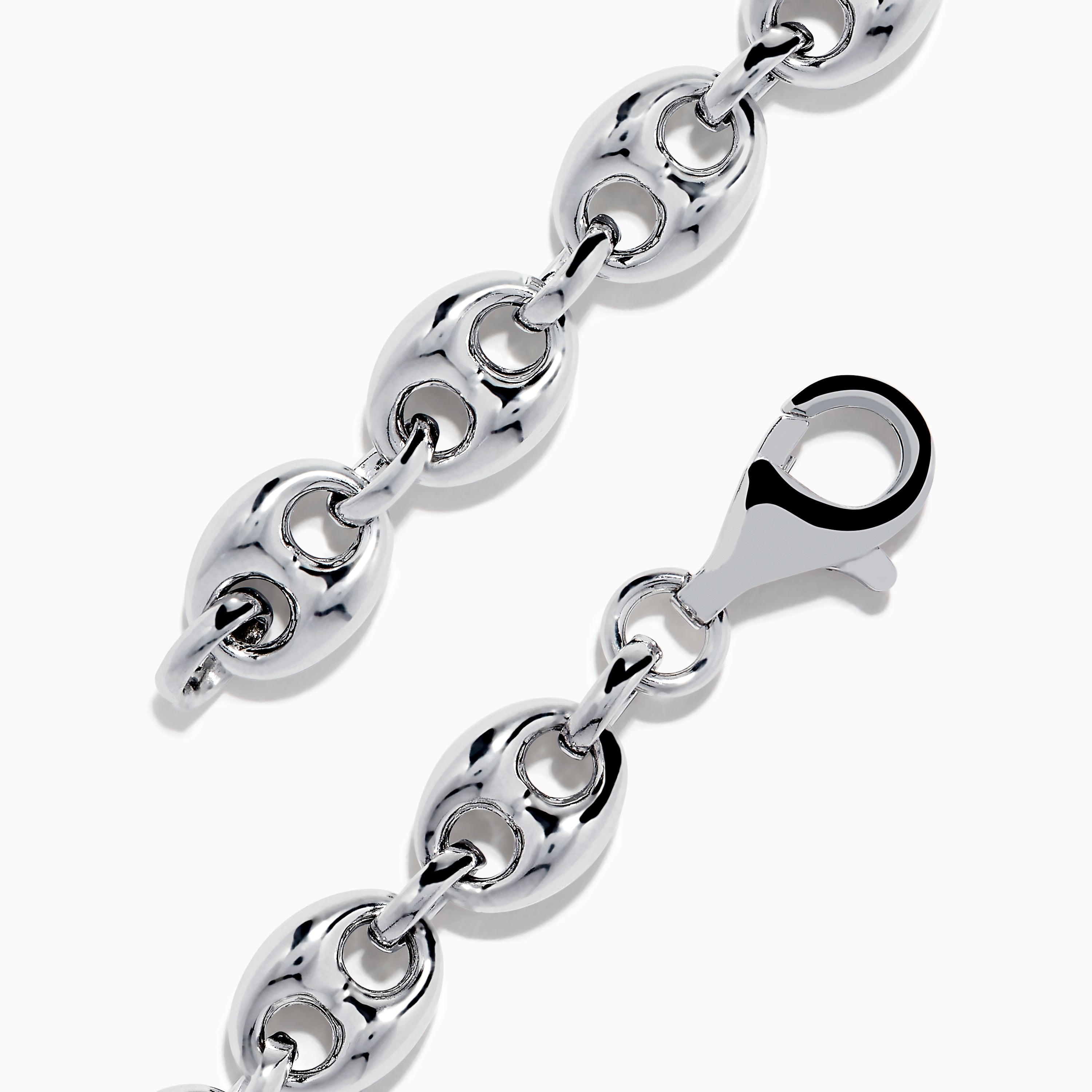 Men's 925 Sterling Silver Puffed Mariner Link Chain Bracelet