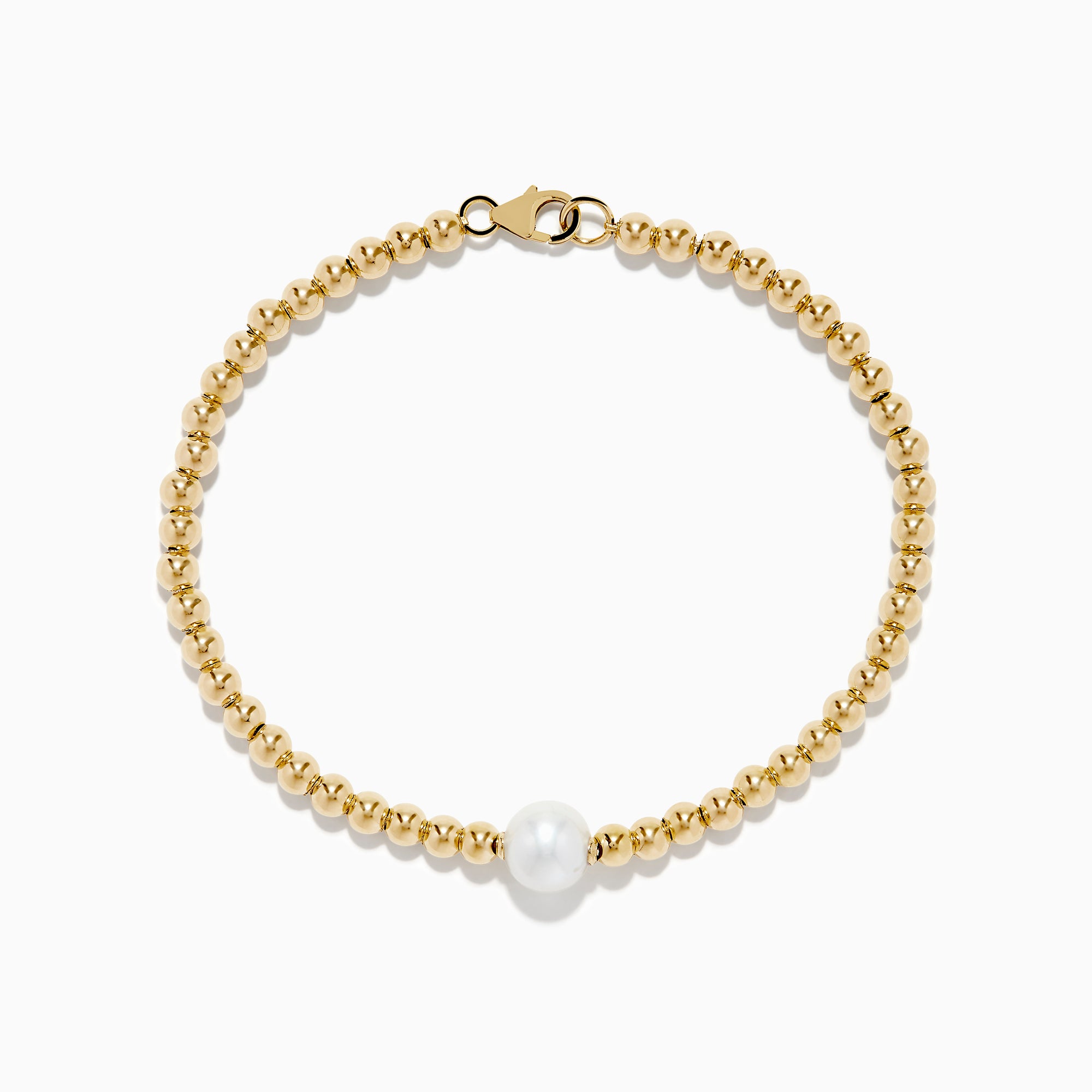 14K Yellow Gold Cultured Fresh Water Pearl Beaded Bracelet