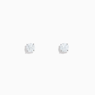 14K White Gold Diamond Solitaire Stud Earrings, 0.75 TCW