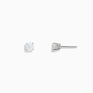 14K White Gold Diamond Solitaire Stud Earrings, 0.75 TCW