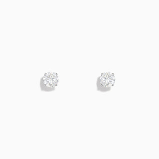 14K White Gold Diamond Solitaire Stud Earrings 0.75 TCW