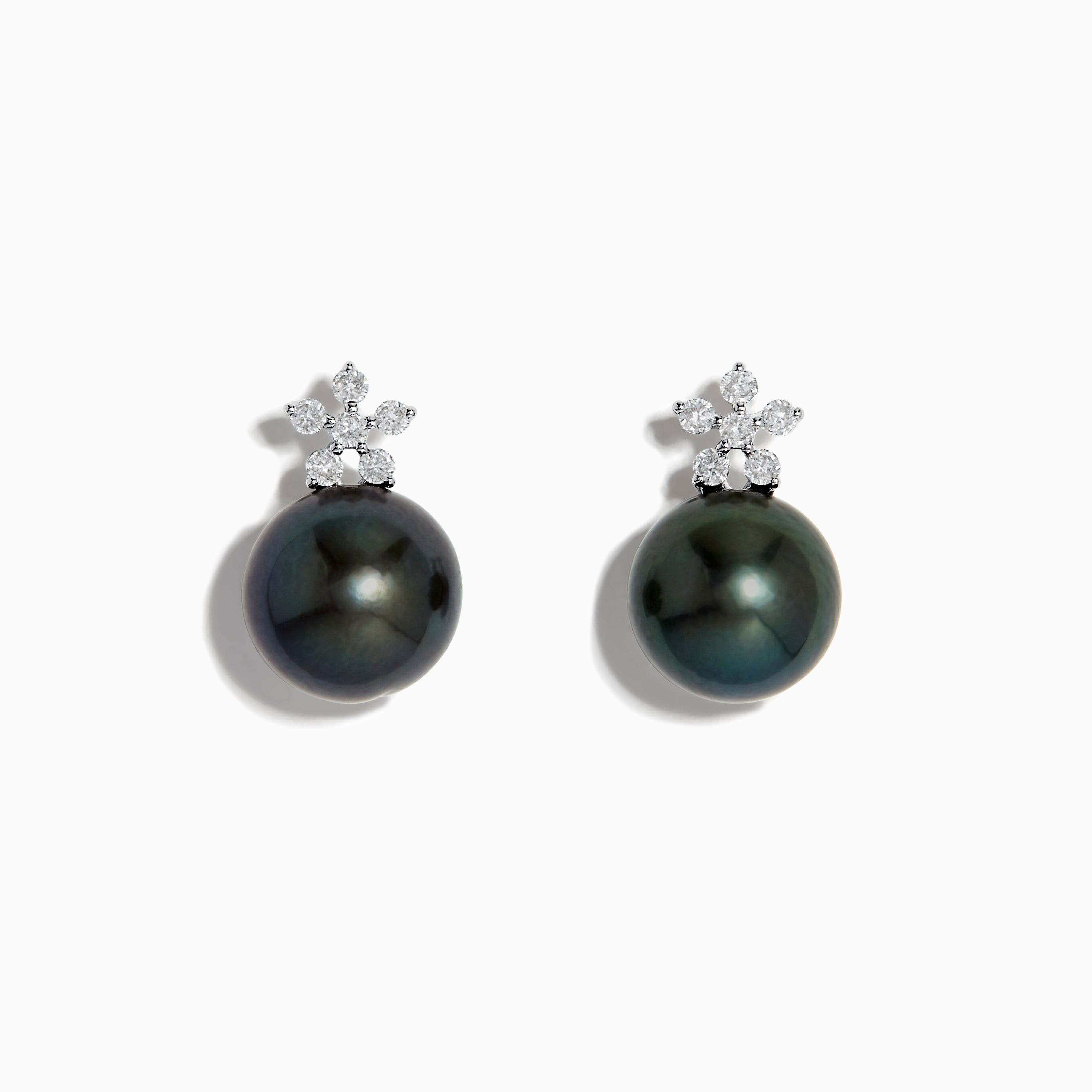 14k White Gold, online Tahitian Pearl & Diamond Earrings