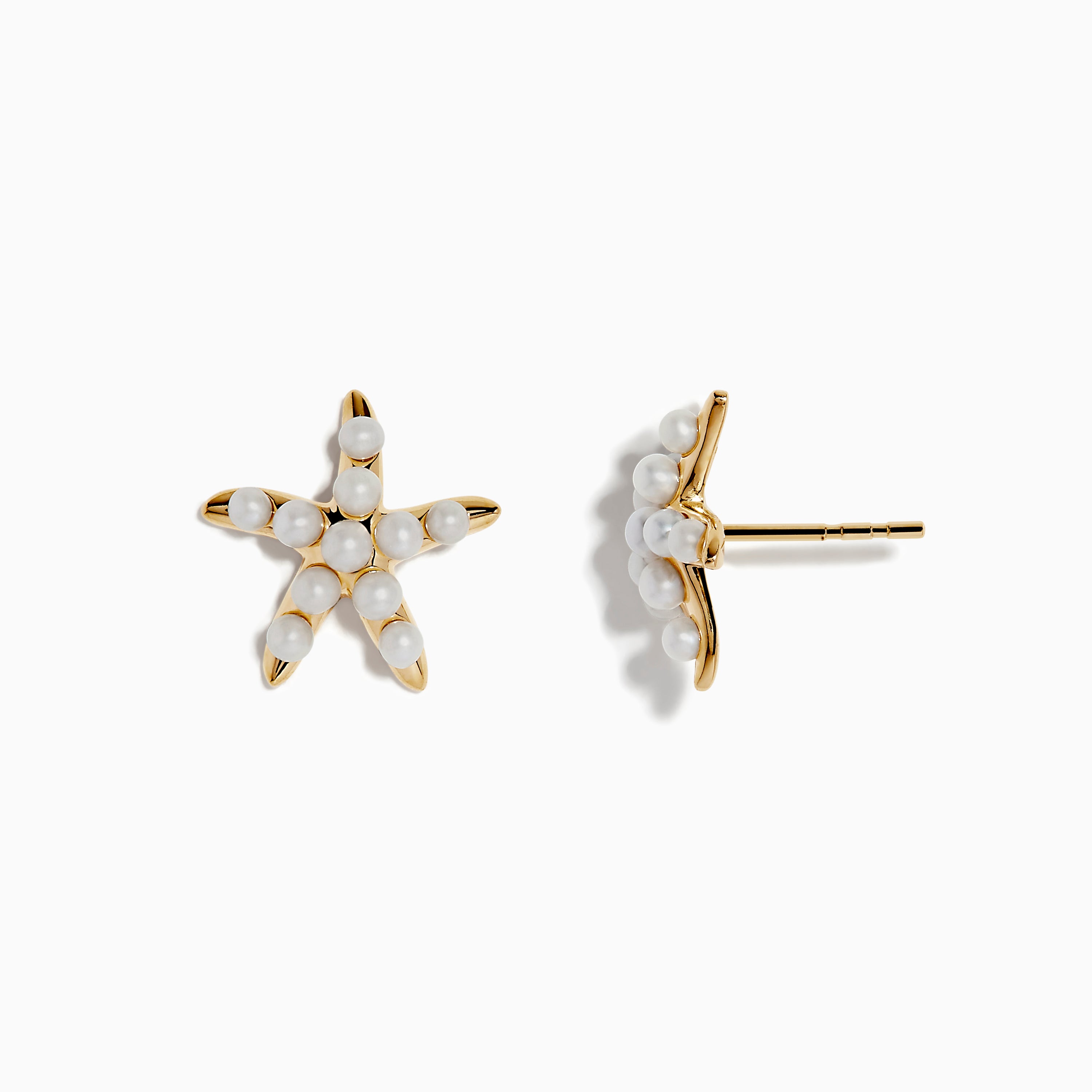 14K Yellow Gold Fresh Water Pearl Starfish Stud Earrings – effyjewelry.com