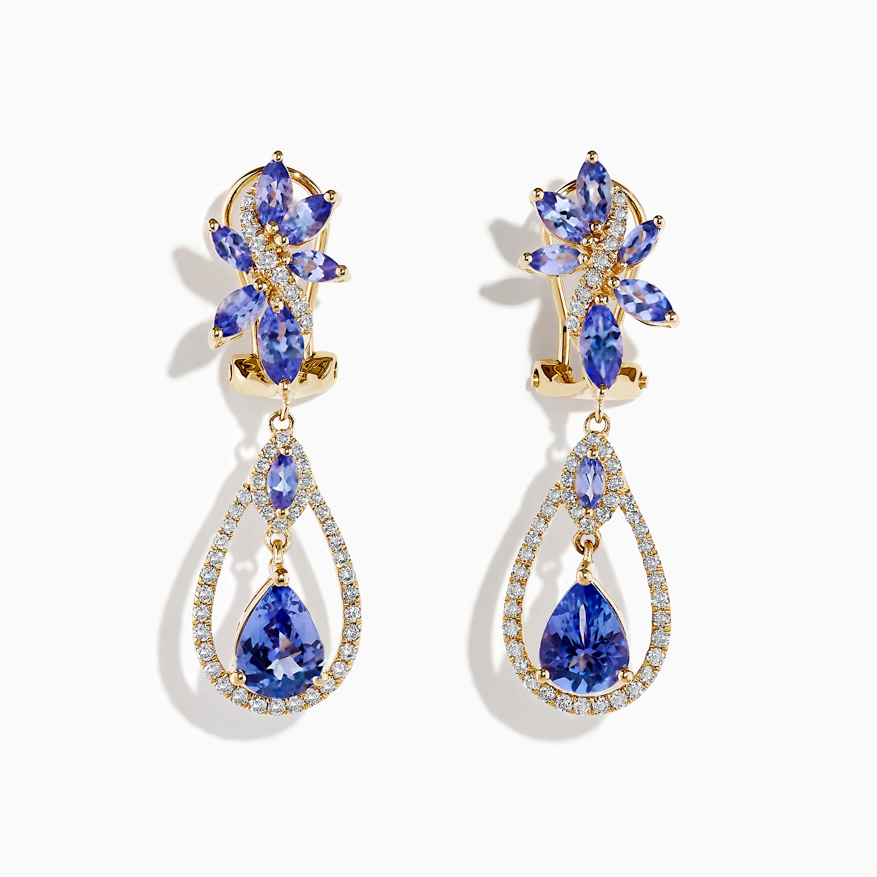 Tanzanite and moonstone gemstone e hotsell gold dangle earrings