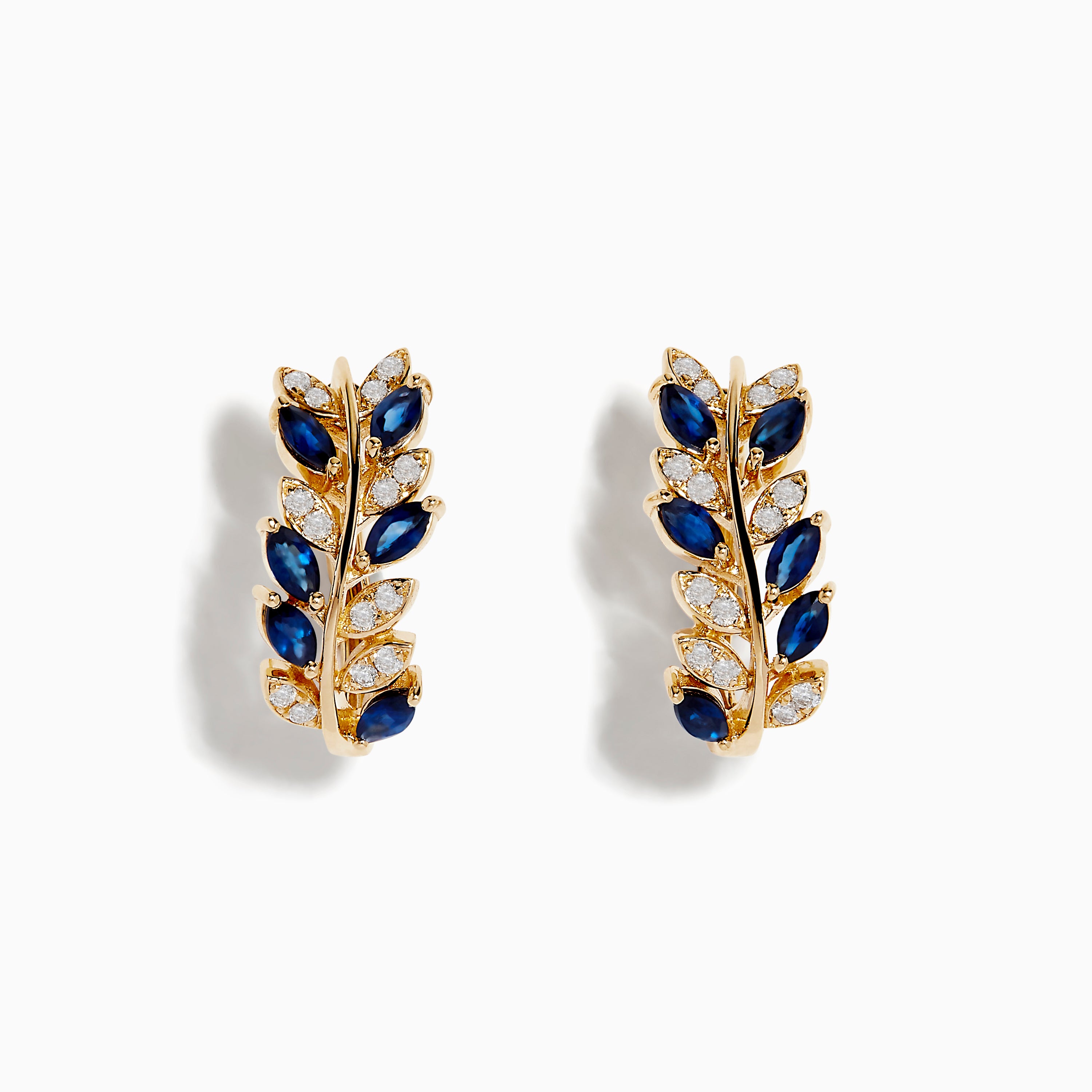 14K Yellow hotsell Gold Dark Blue Sapphire Earrings