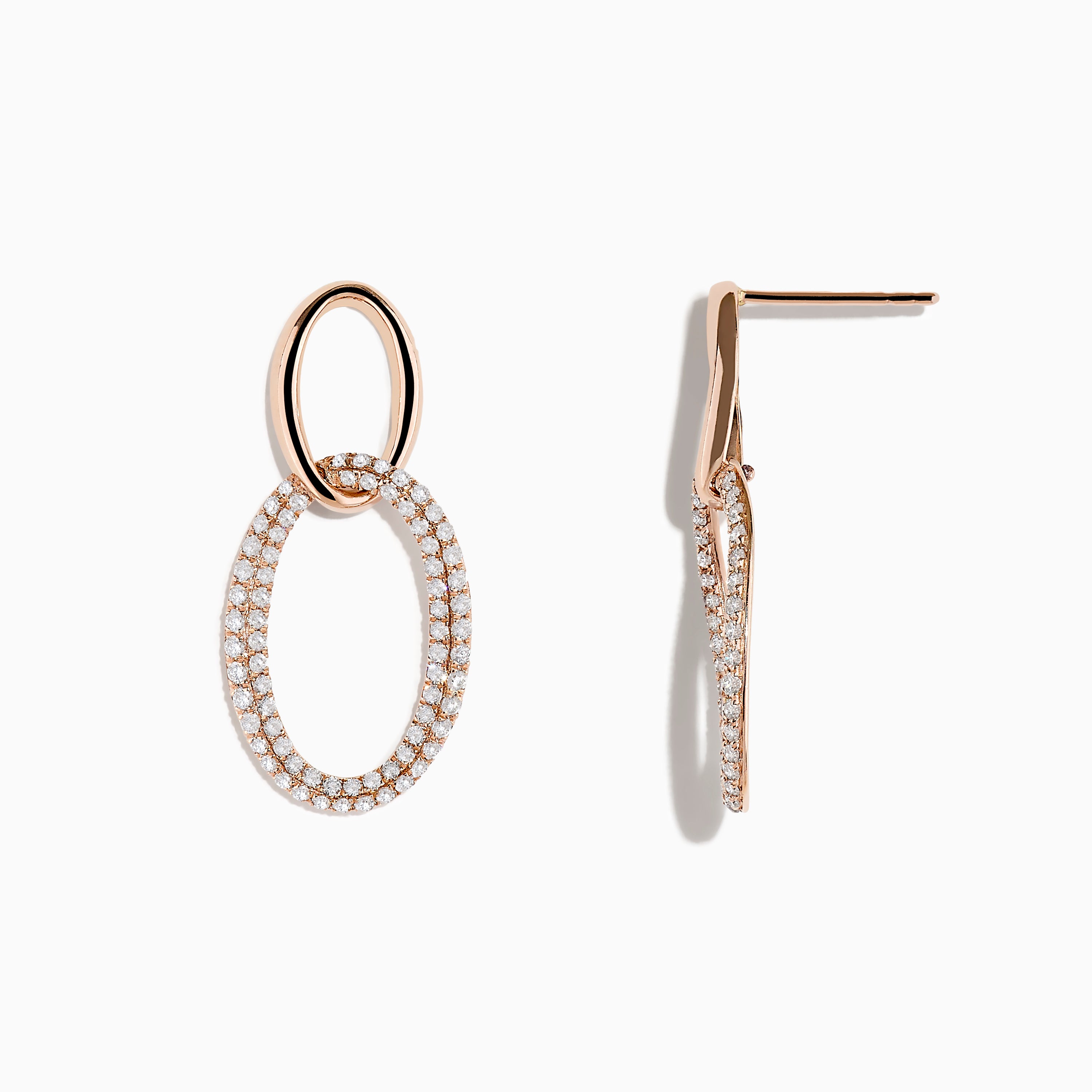 Pave Rose 14K Rose Gold Diamond Interlock Earrings – effyjewelry.com