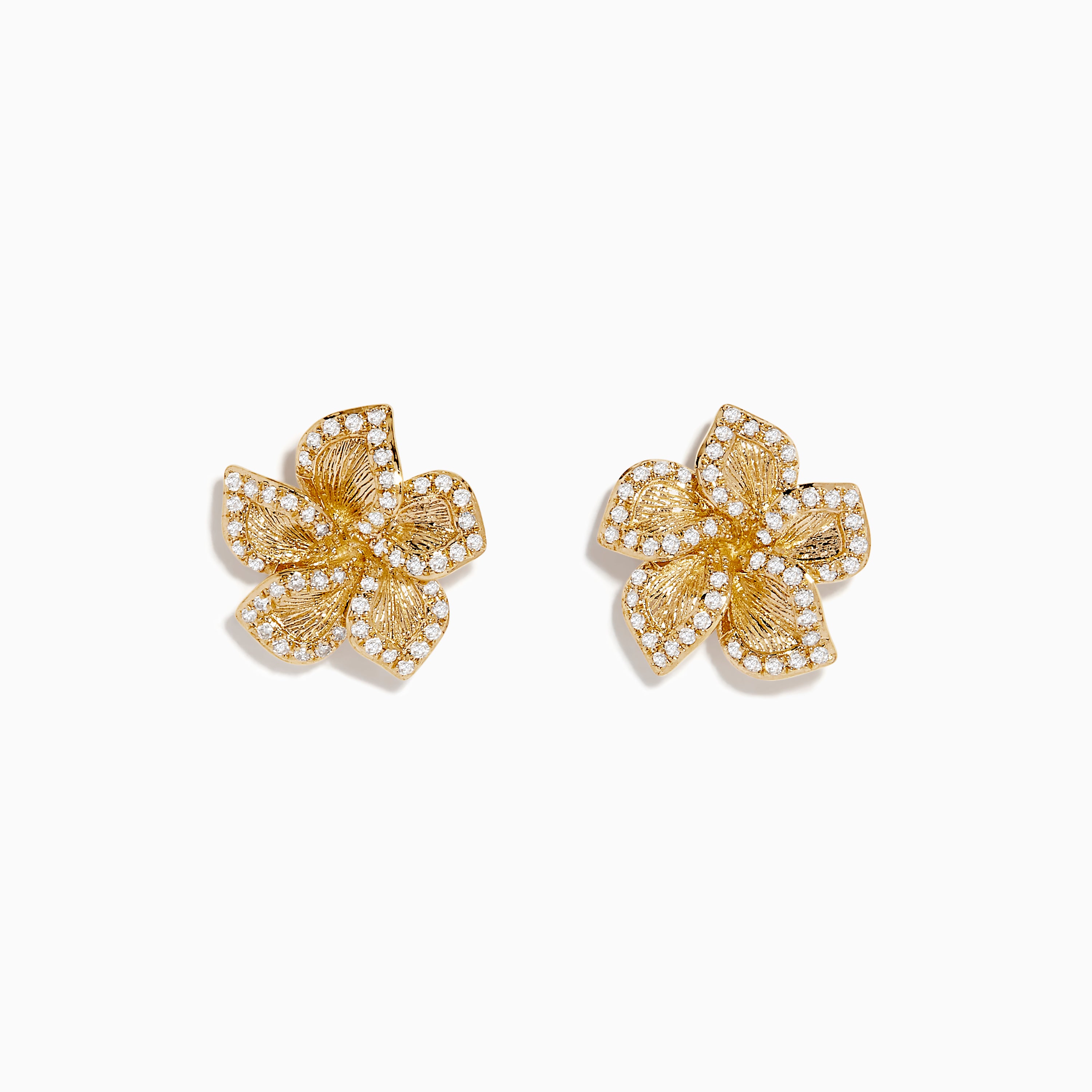 14k yellow hot gold floral design earrings