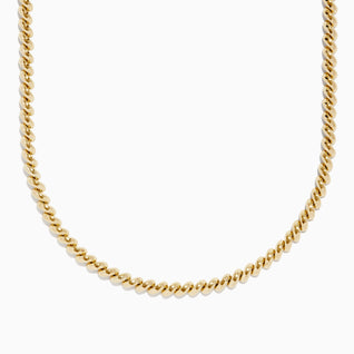 14K Yellow Gold Hollow San Marco Chain Necklace 17"