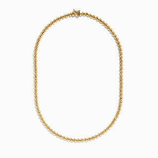 14K Yellow Gold Hollow San Marco Chain Necklace 17"