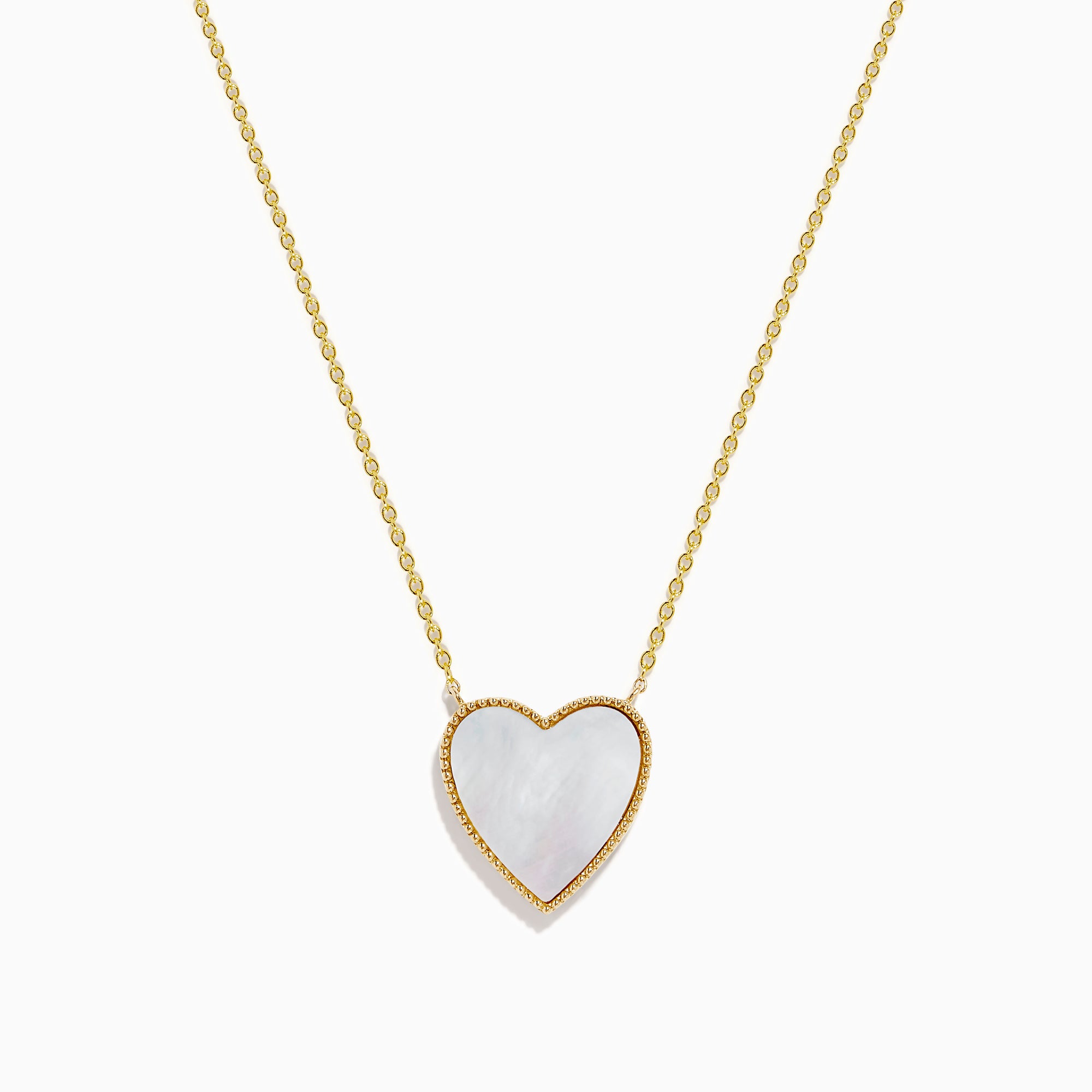 14K Gold Mother of Pearl and Diamond Reversible Heart Pendant