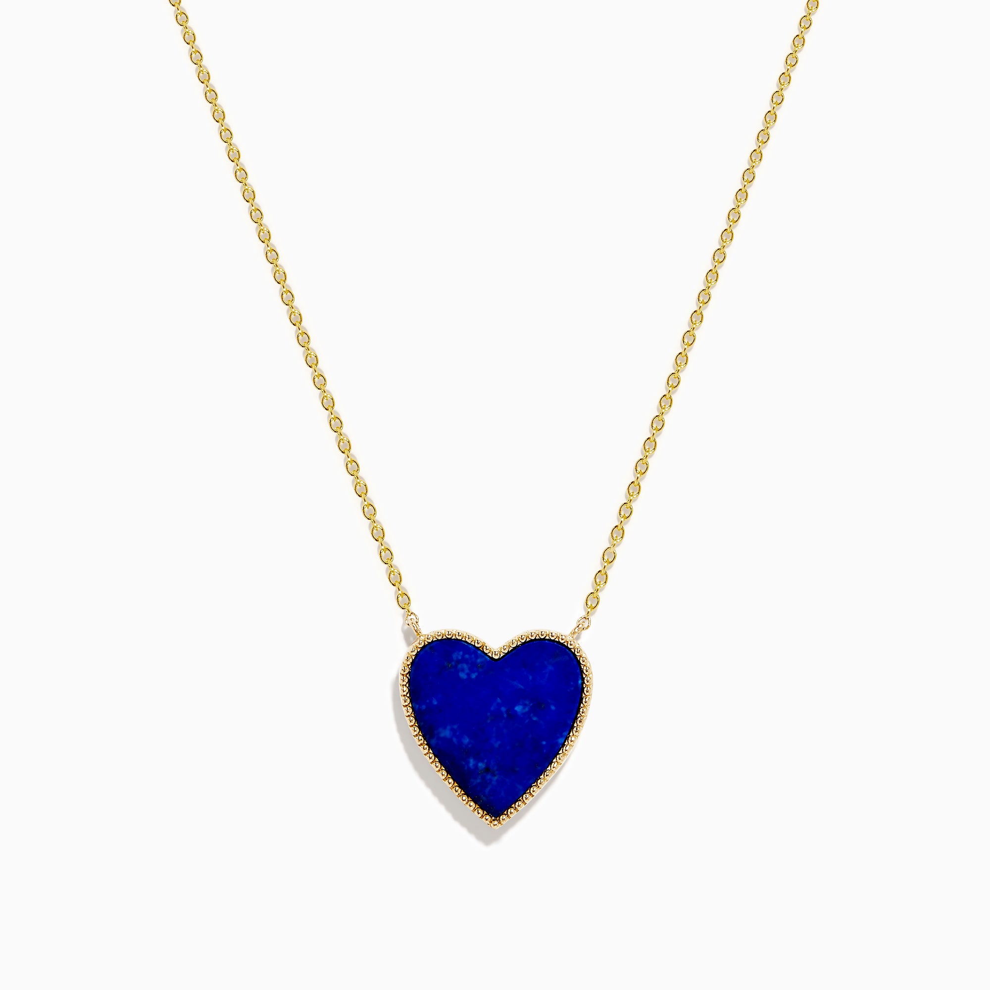 14K Gold Lapis Lazuli and Diamond Reversible Heart Pendant