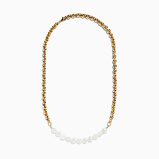 14K Yellow Gold Cultured Fresh Water Pearl &Gold Chain Necklace