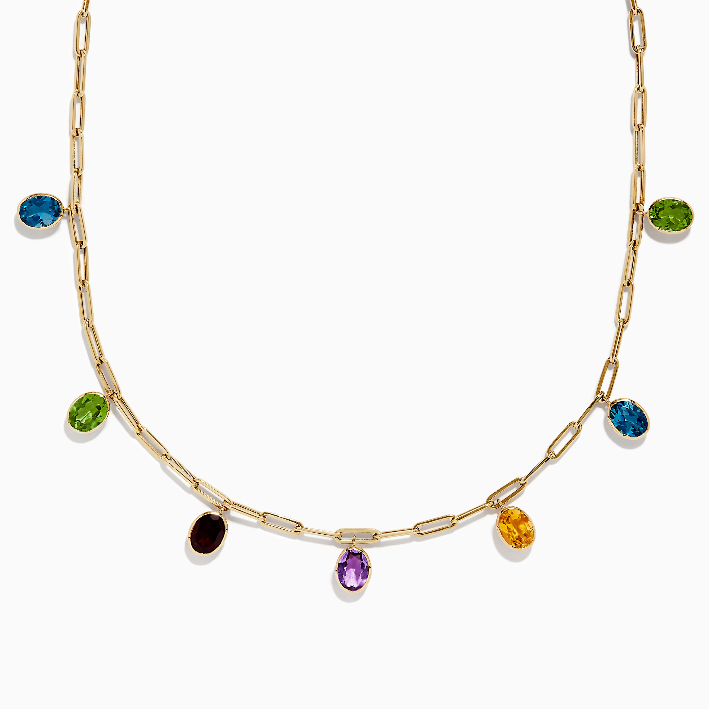 Mosaic 14K Yellow Gold Multi Gemstone Charm Necklace – effyjewelry.com