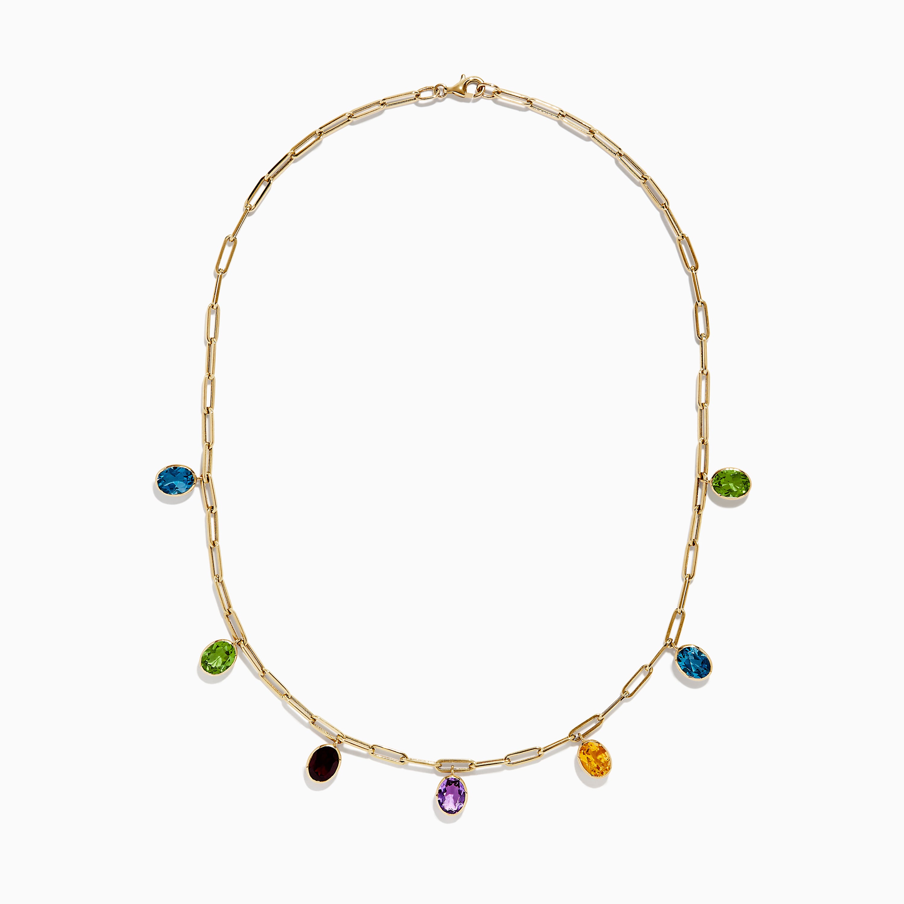 Mosaic 14K Yellow Gold Multi Gemstone Charm Necklace – effyjewelry.com