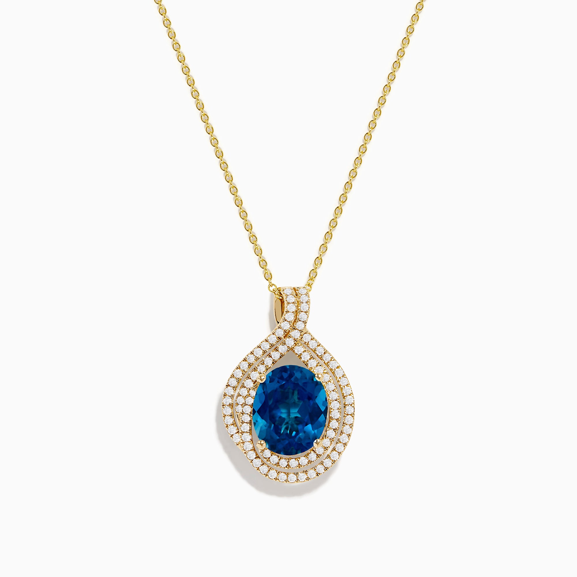 Ocean Blue 14K Gold London Blue Topaz and Diamond Pendant