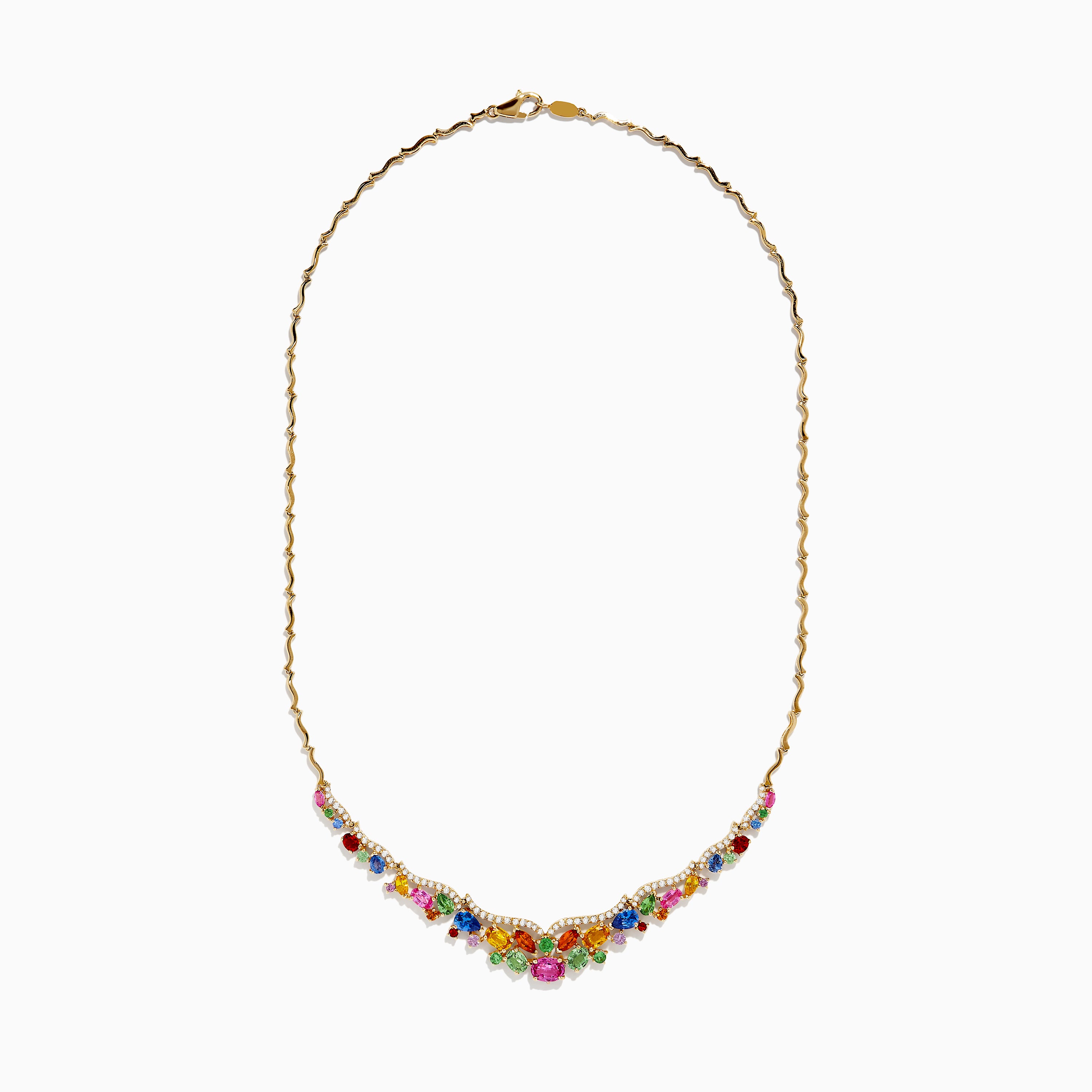 Effy Watercolors 14K Gold Multi Sapphire and Diamond Necklace ...